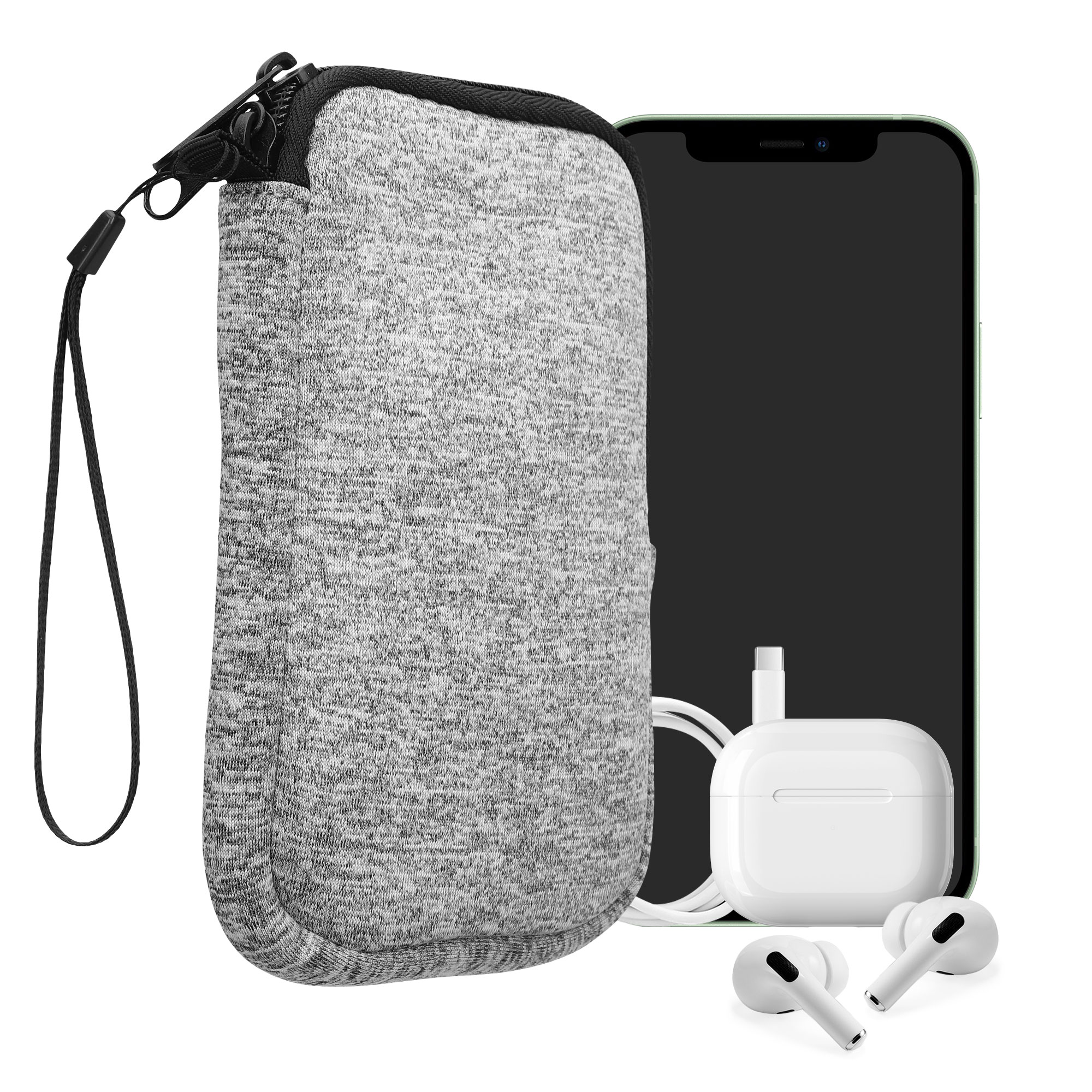 kwmobile univerzální pouzdro na mobil L 6.5", neopren, světle šedá Matte / bílá
