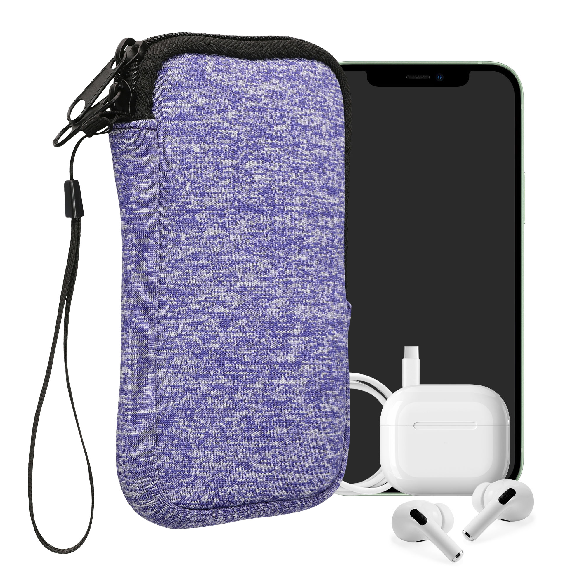 Univerzální pouzdro na mobil kwmobile pro Universal Phone Pouch Size M, sleeve in denim / white