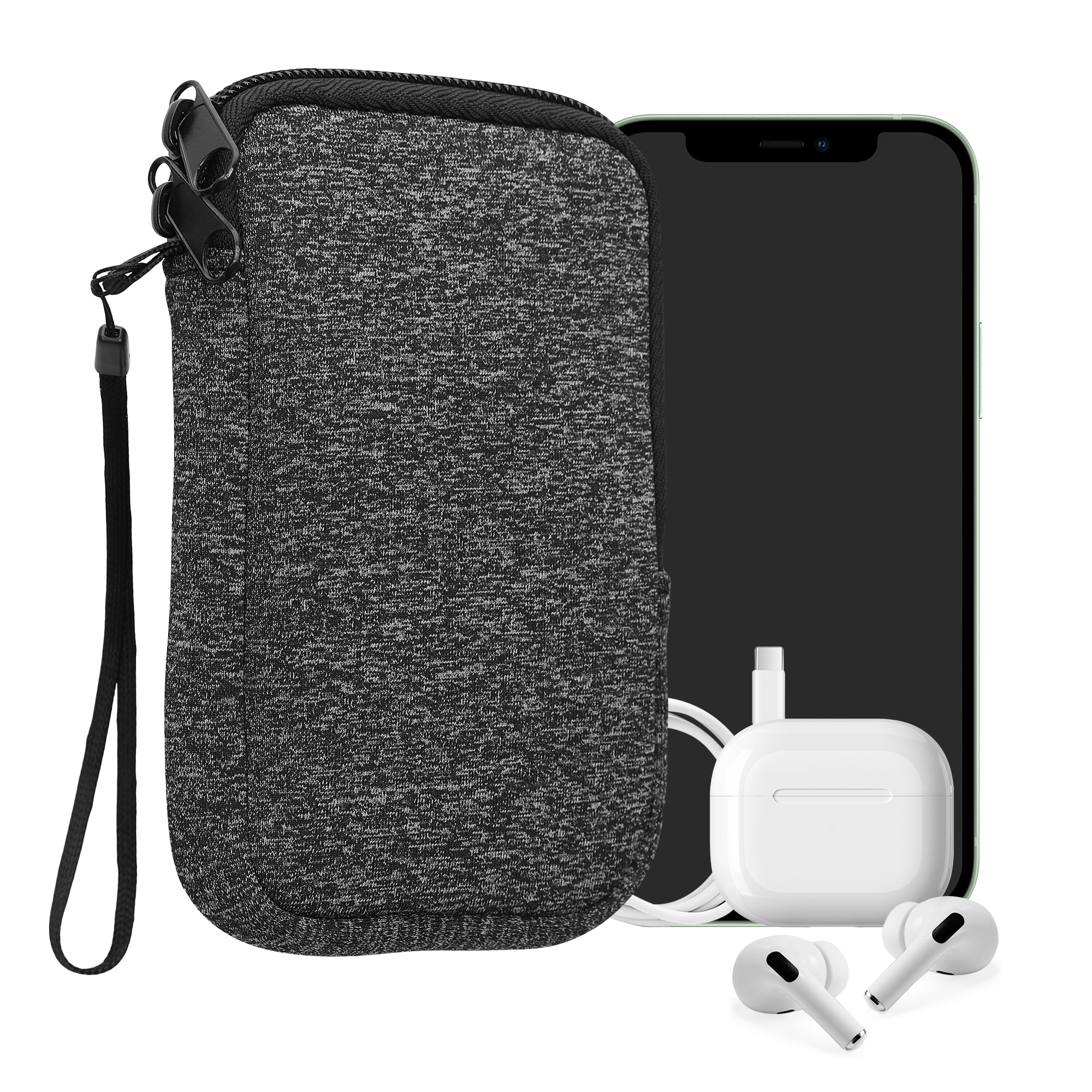 Univerzální pouzdro na mobil univerzální mobil do 4,5" / velikost S kwmobile - sleeve in anthracite / bílá