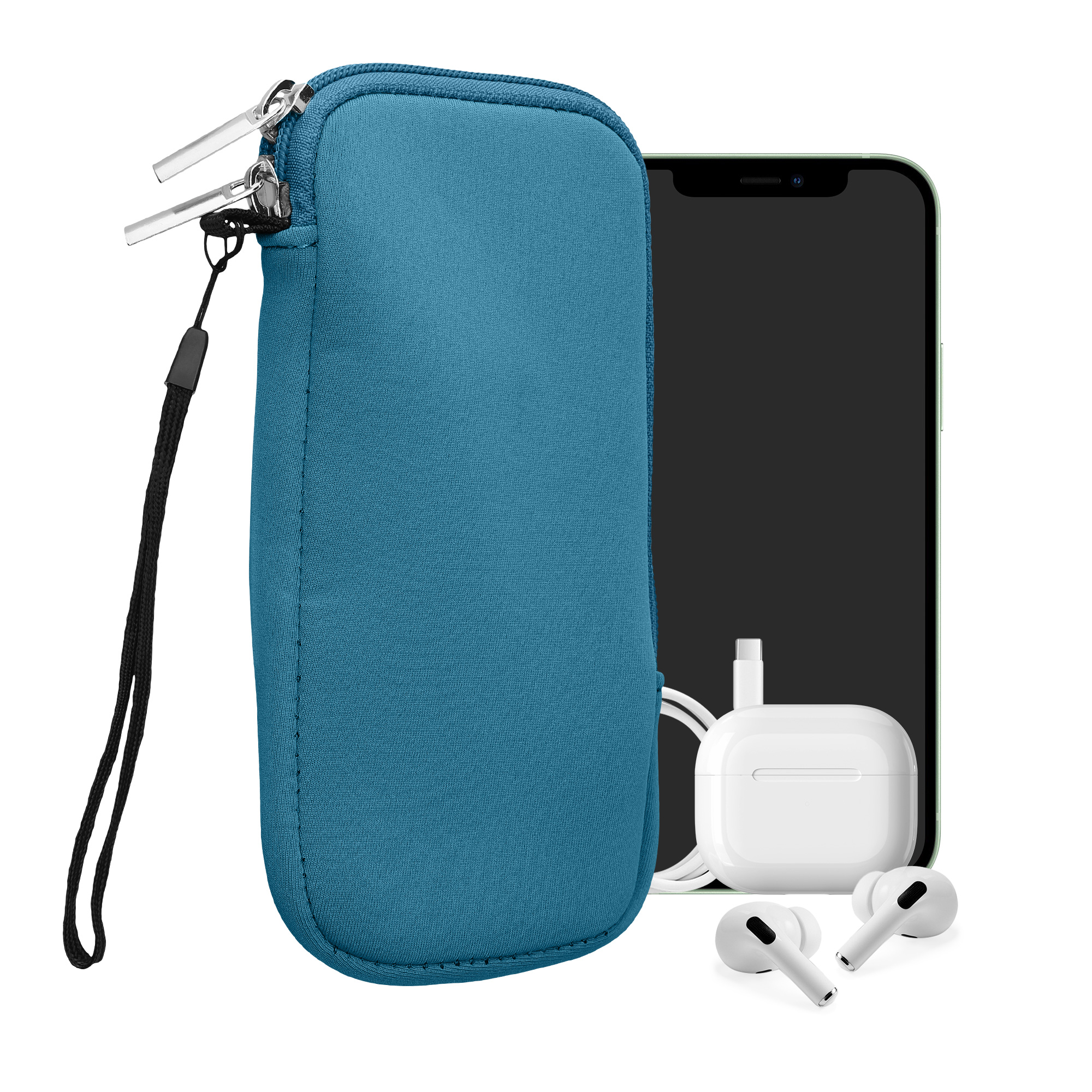Pouzdro na telefon do 7", se zipem, vodoodpudivé - kwmobile, zářivě modré