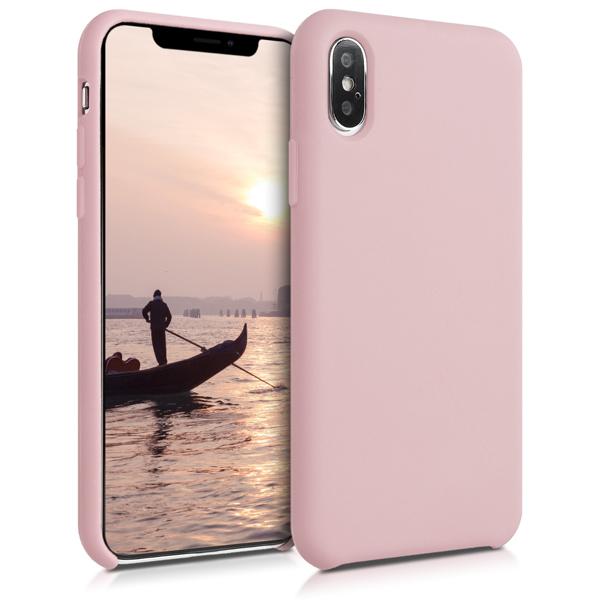 kwmobile měkký ochranný silikonový kryt pro Apple iPhone XS, nárazuvzdorný, kompatibilní s bezdrátovým nabíjením, Vintage růžová