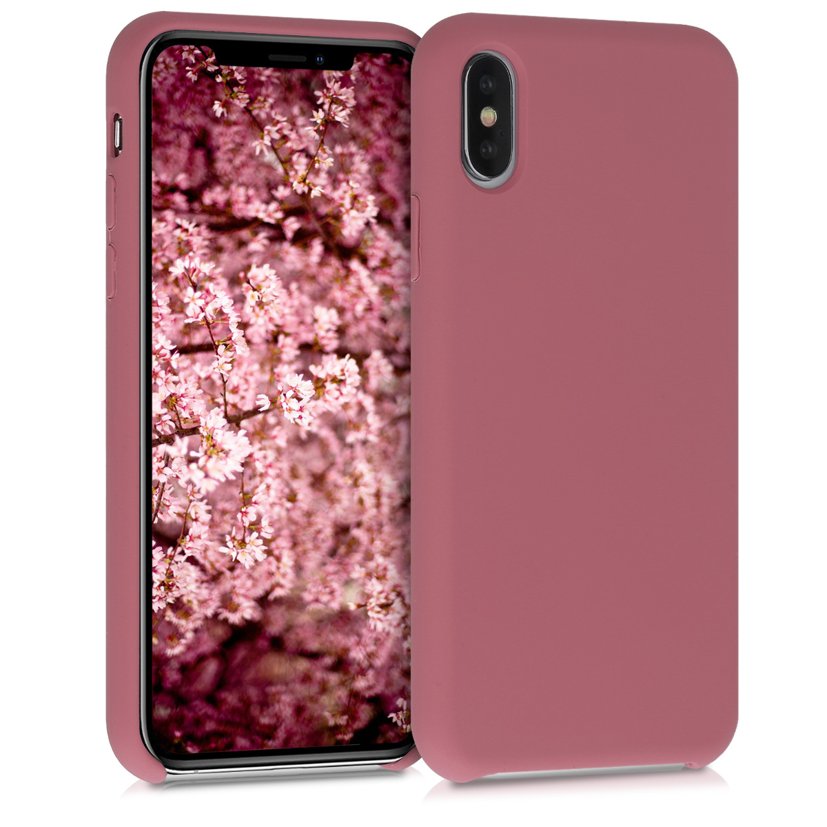 kwmobile měkký ochranný silikonový kryt pro Apple iPhone XS, nárazuvzdorný, kompatibilní s bezdrátovým nabíjením, tmavě růžová