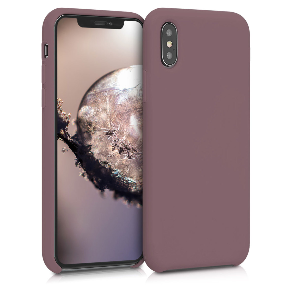 kwmobile měkký ochranný silikonový kryt pro Apple iPhone XS, nárazuvzdorný, kompatibilní s bezdrátovým nabíjením, Grape Purple