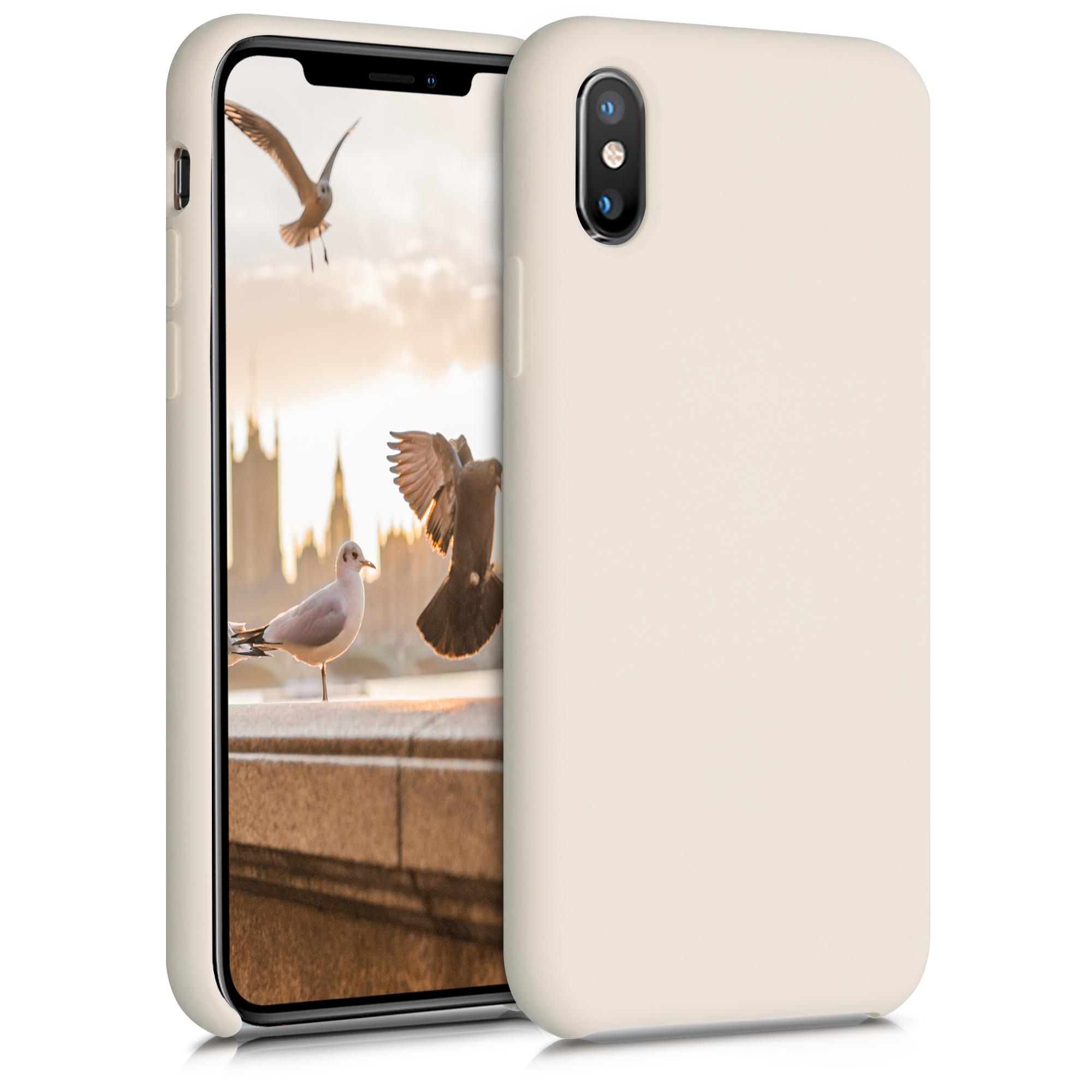 kwmobile měkký ochranný silikonový kryt pro Apple iPhone XS, nárazuvzdorný, kompatibilní s bezdrátovým nabíjením, Sugar Frosting