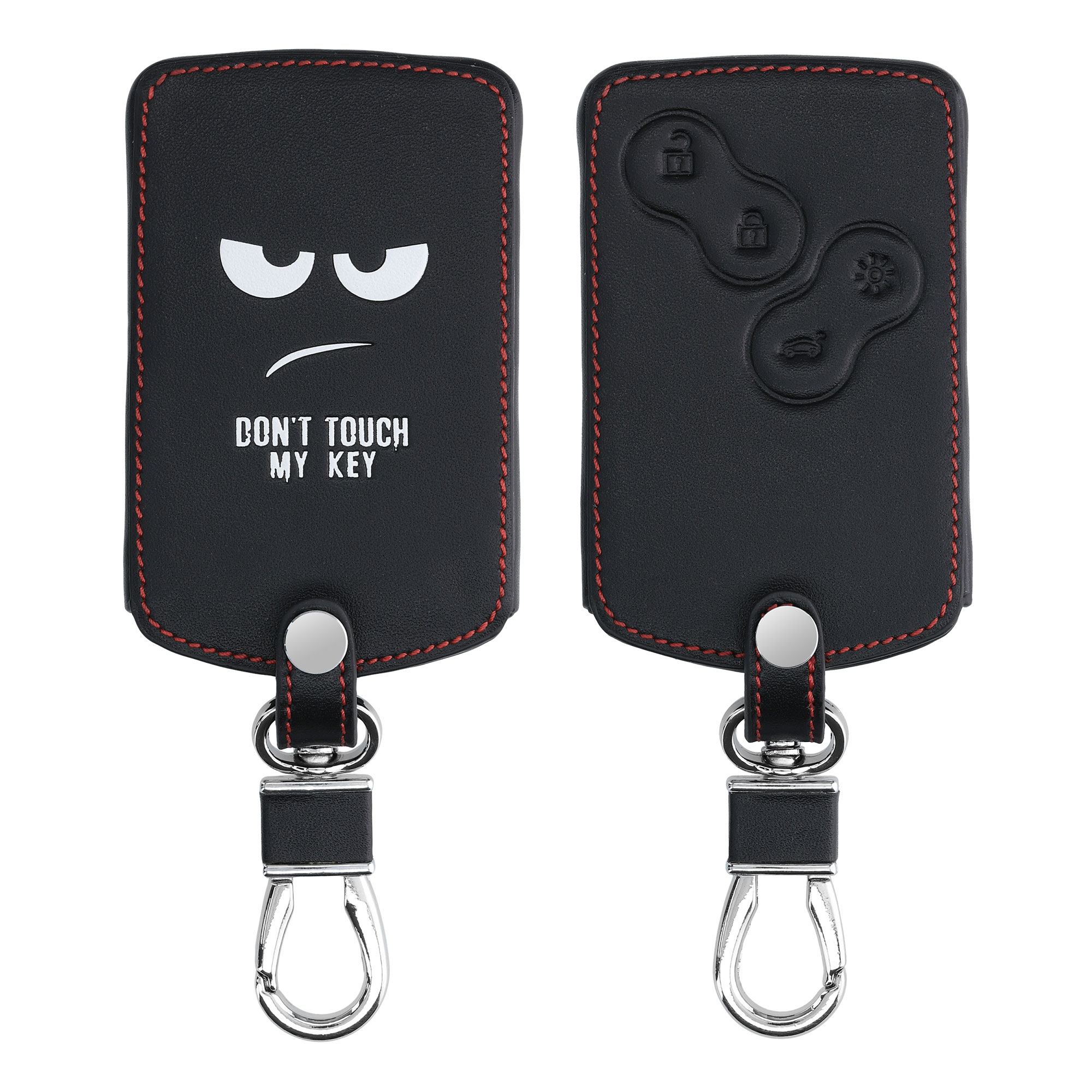 Obal na klíč od auta pro Renault klíč se 4 tlačítky (pouze Keyless Go) kwmobile z eko kůže - bílá / černá