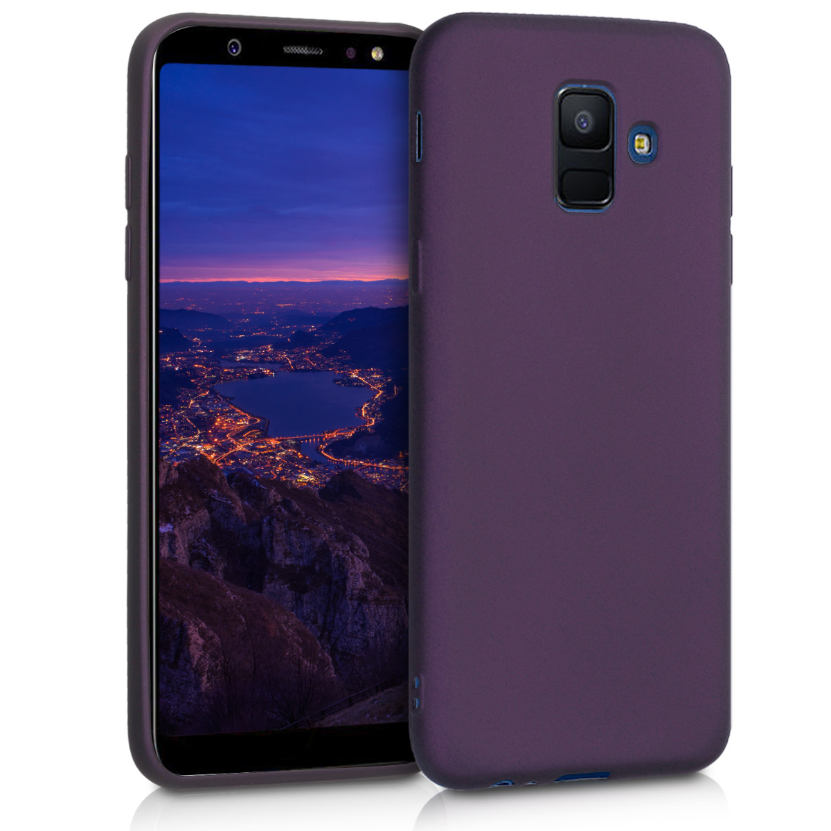 Pouzdro pro Samsung Galaxy A6 (2018) kwmobile tenké metalické silikonové - metalická bordó