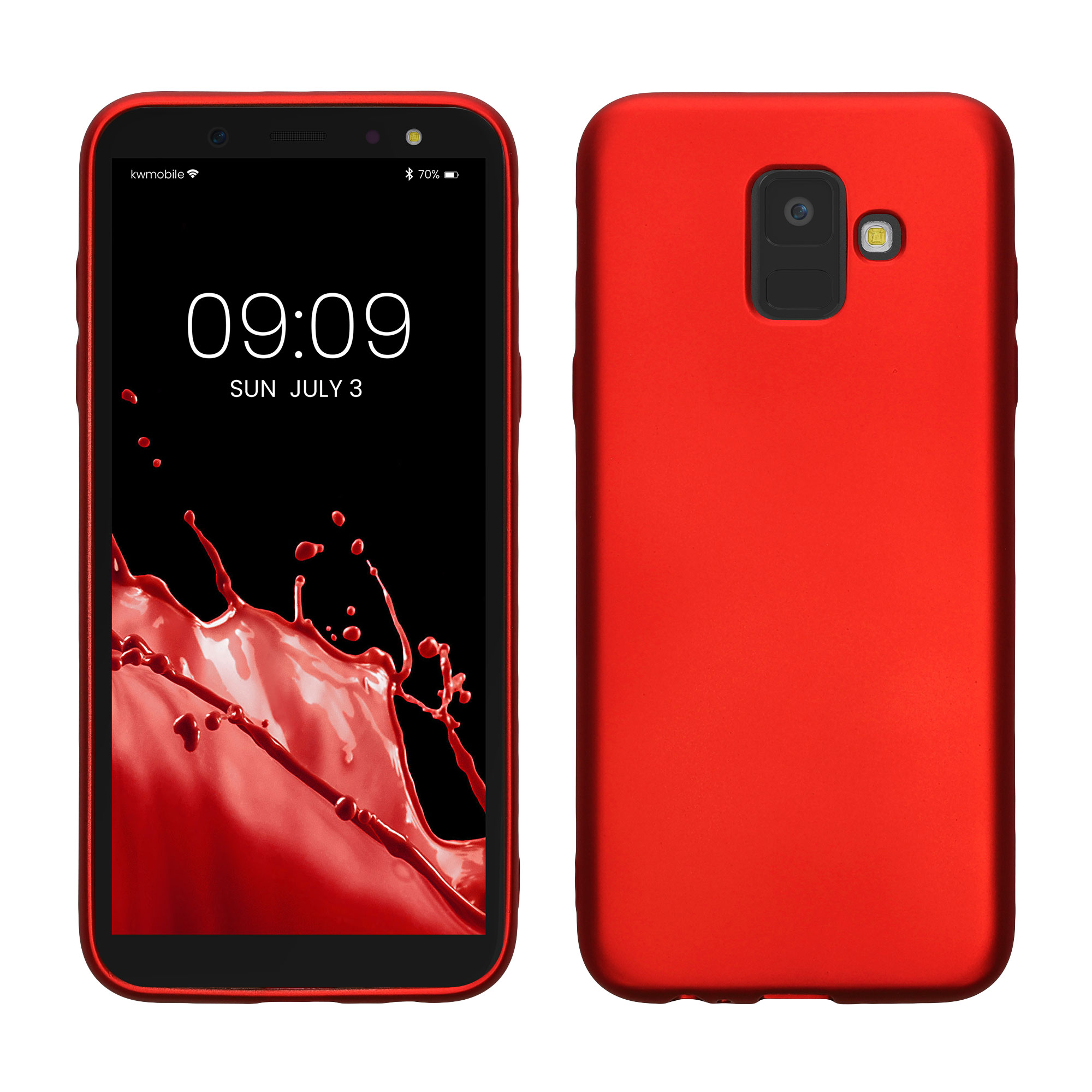 Metalický kryt na mobil Samsung Galaxy A6 (2018) kwmobile metalicky tmavě červený