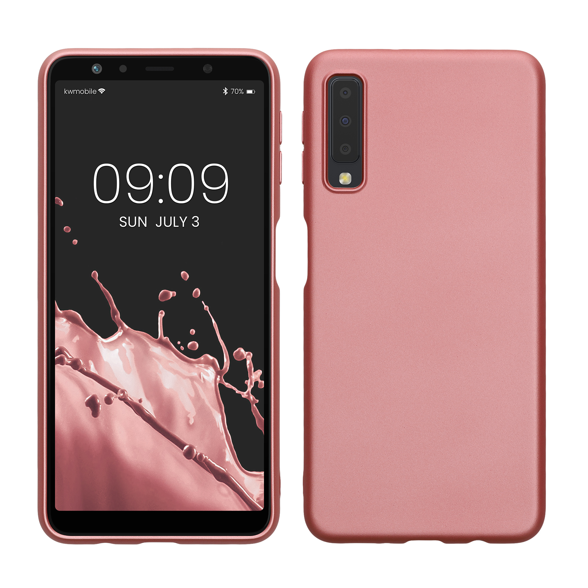Metalický kryt na mobil Samsung Galaxy A7 (2018) kwmobile metalicky rose gold