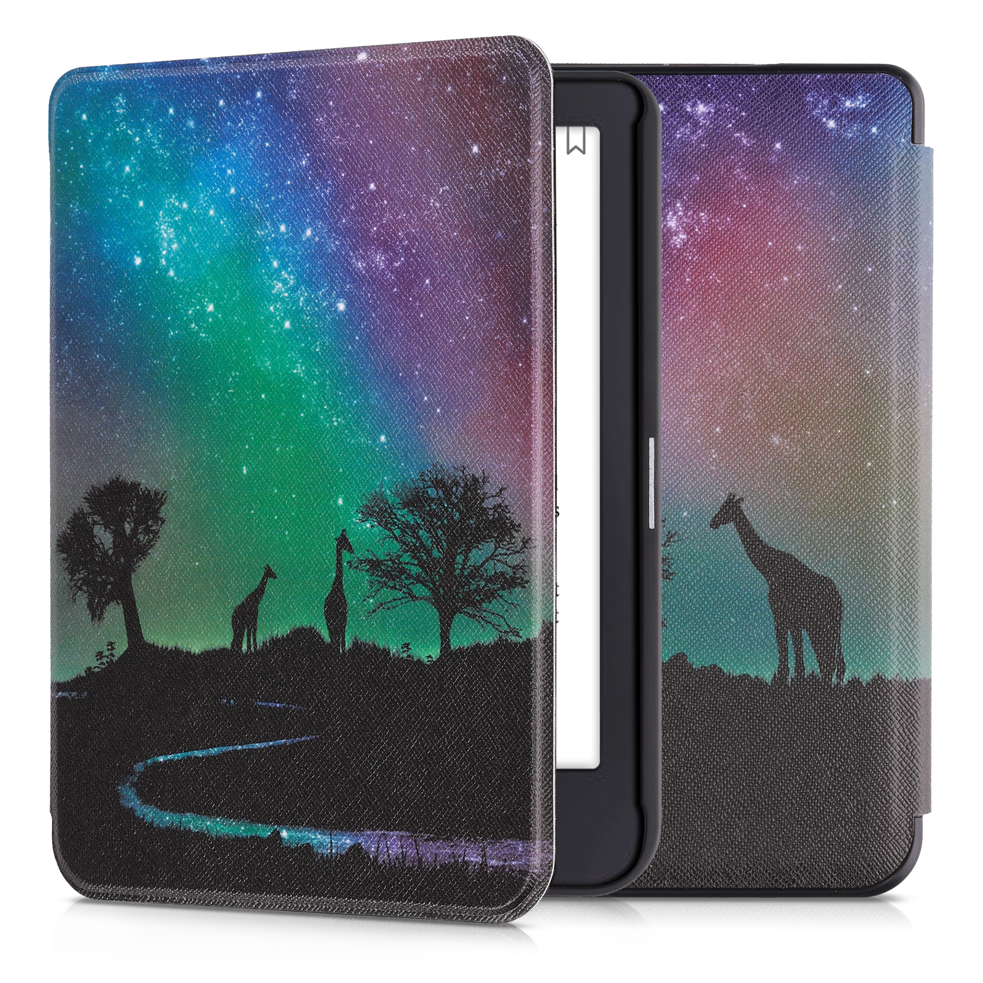 Pouzdro na čtečku Tolino Shine 3 kwmobile - starry giraffes / černá / tmavě modrá / tmavě růžová