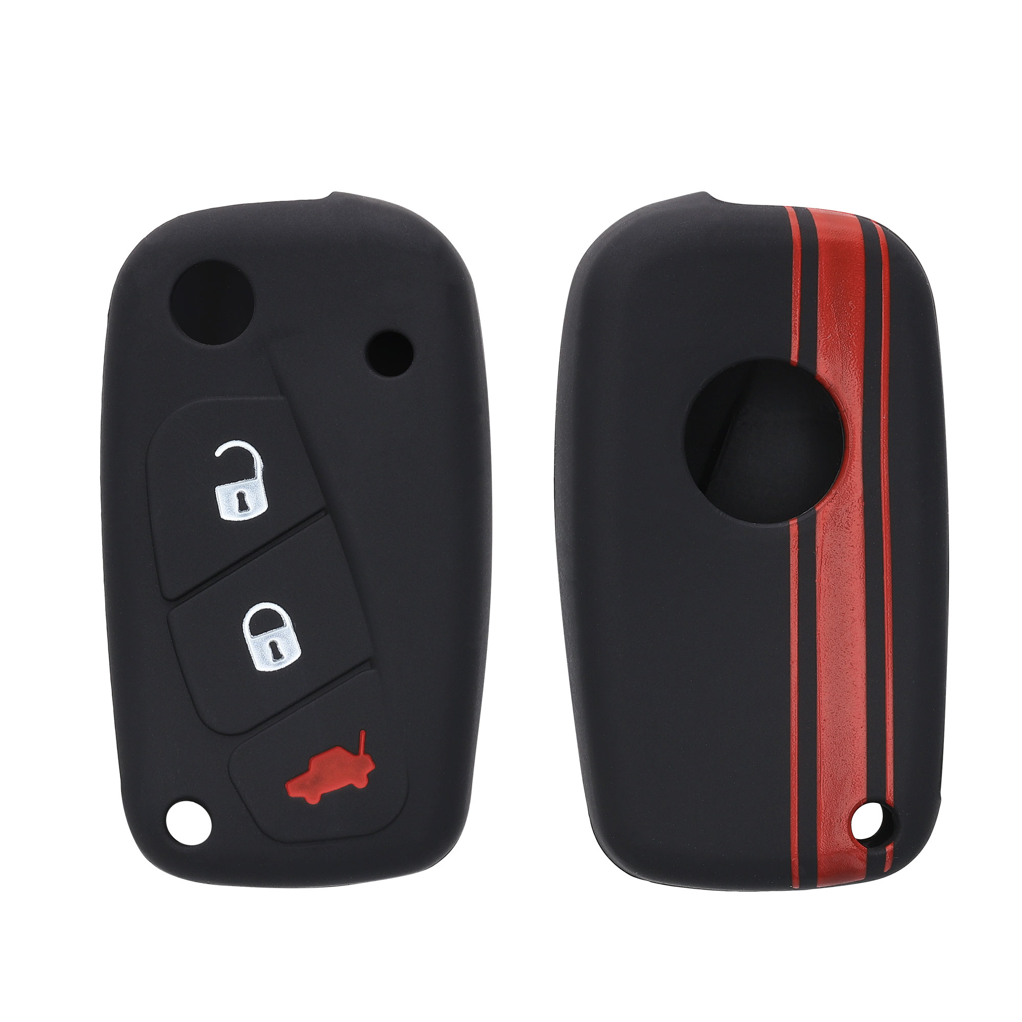 TPU pouzdro na klíč od auta Fiat / Lancia, 3 tlačítka Flip Key červeno-černé