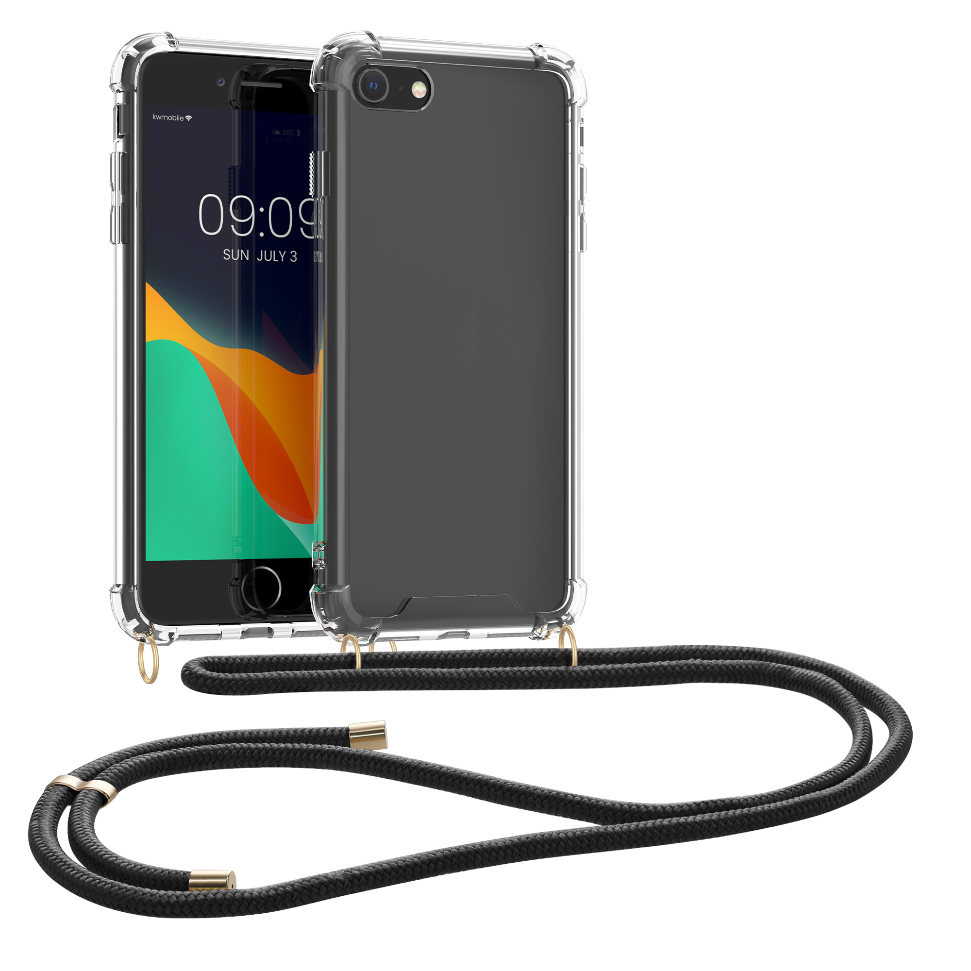 Crossbody kryt kwmobile pro iPhone SE 2022/2020/8/7 - černá / transparentní