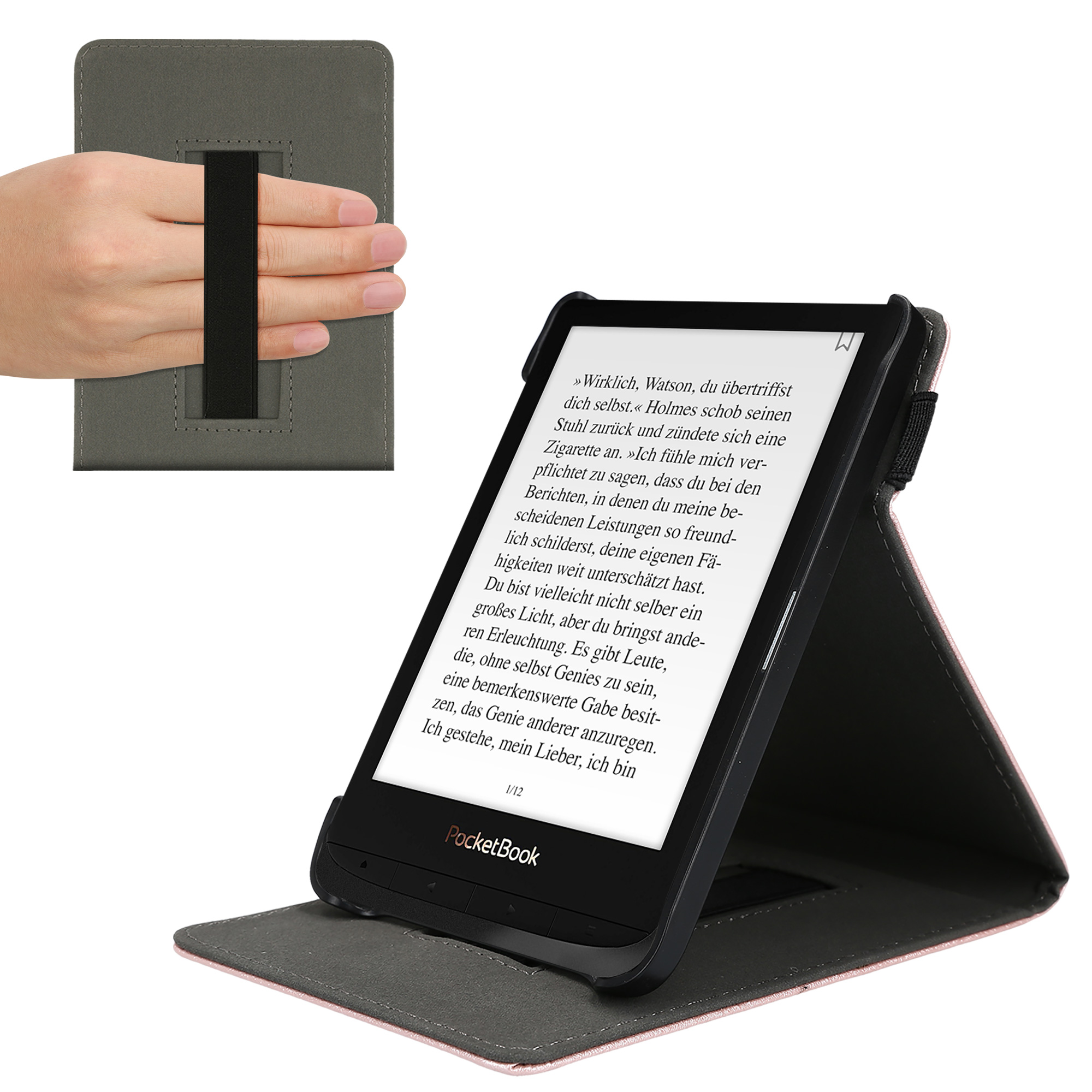 Pouzdro na čtečku Pocketbook Touch Lux 4/5/Touch HD 3/Color (2020)/ Vivlio Lux 5 kwmobile - růžově zlatá