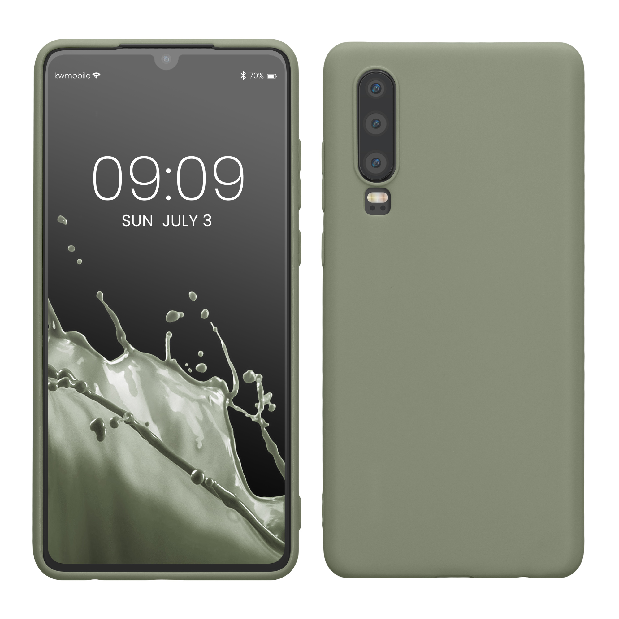 TPU kryt pro Huawei P30, nárazuvzdorný, pro bezdrátové nabíjení kwmobile ‑ šedozelená