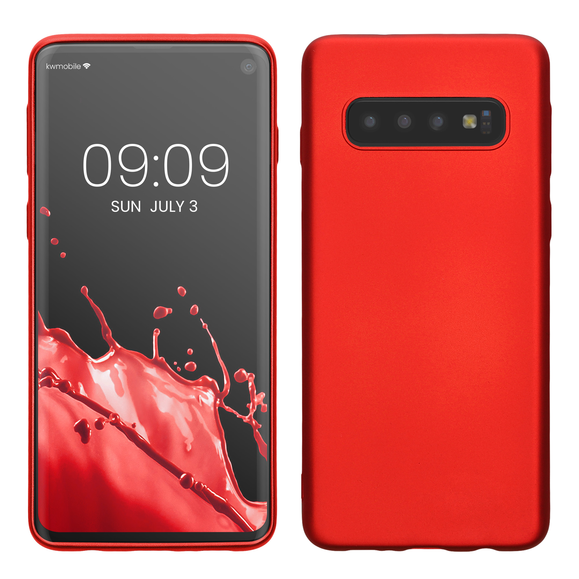 Metalický kryt na mobil Samsung Galaxy S10 kwmobile metalicky tmavě červený