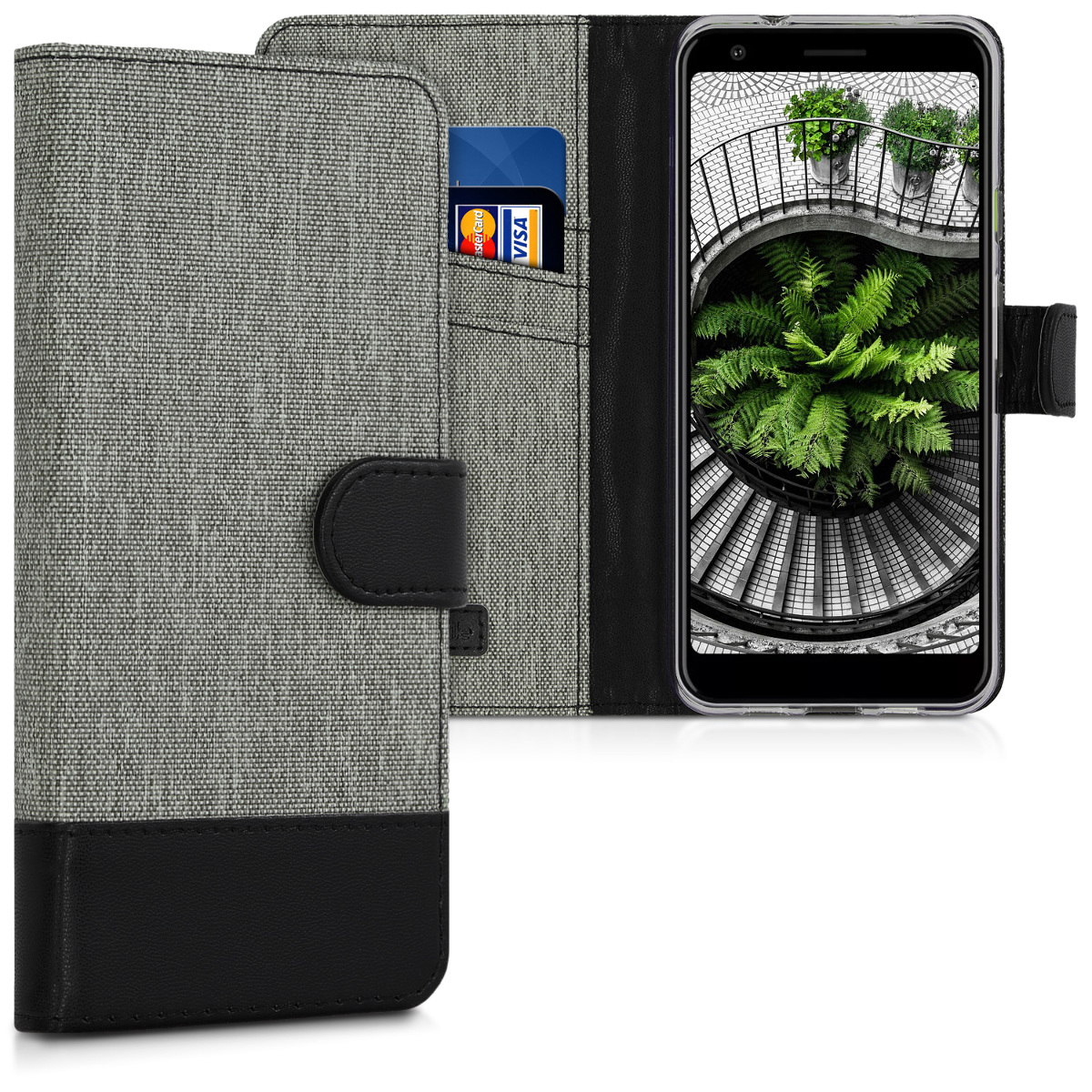 Flipové pouzdro kwmobile pro Google Pixel 3a - šedá / černá