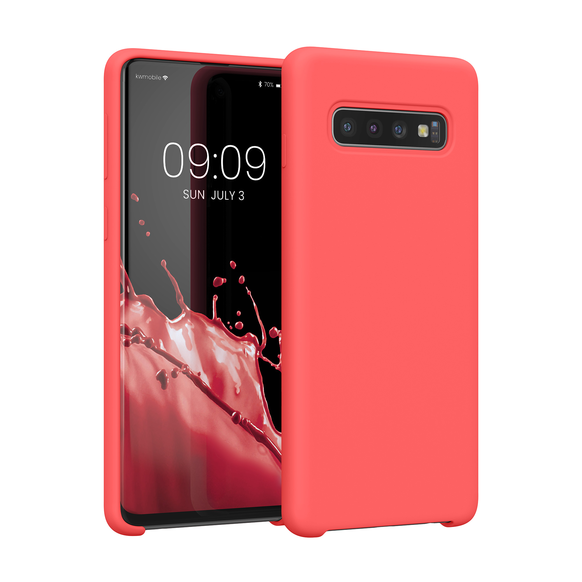 Kryt na mobil Samsung Galaxy S10 kwmobile TPU neonově korálový