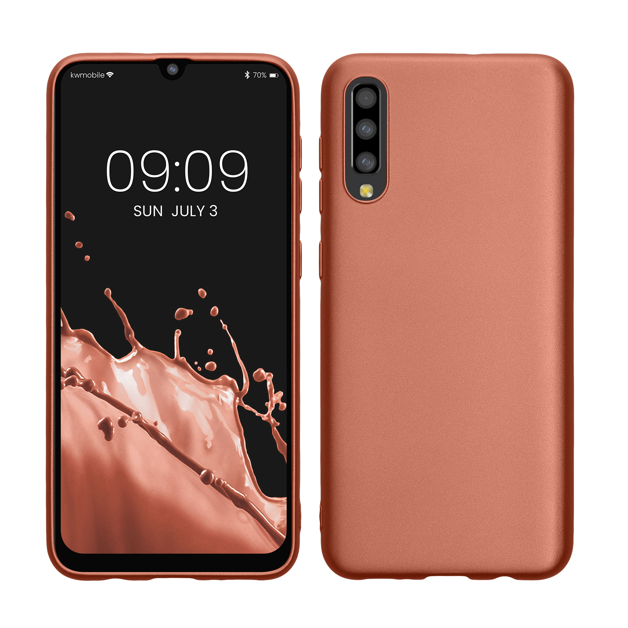 Kryt na mobil Samsung Galaxy A50 kwmobile TPU metalický Metalická bronzová