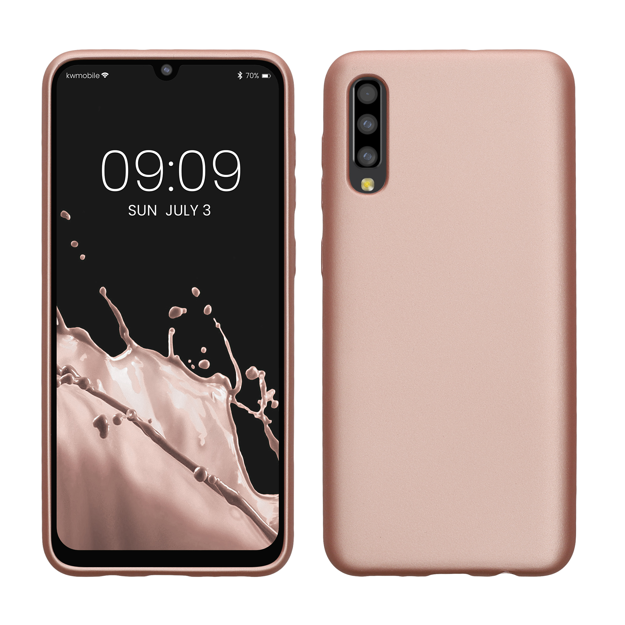 Kryt na mobil Samsung Galaxy A50 kwmobile TPU metalický Metalická růžová zlatá