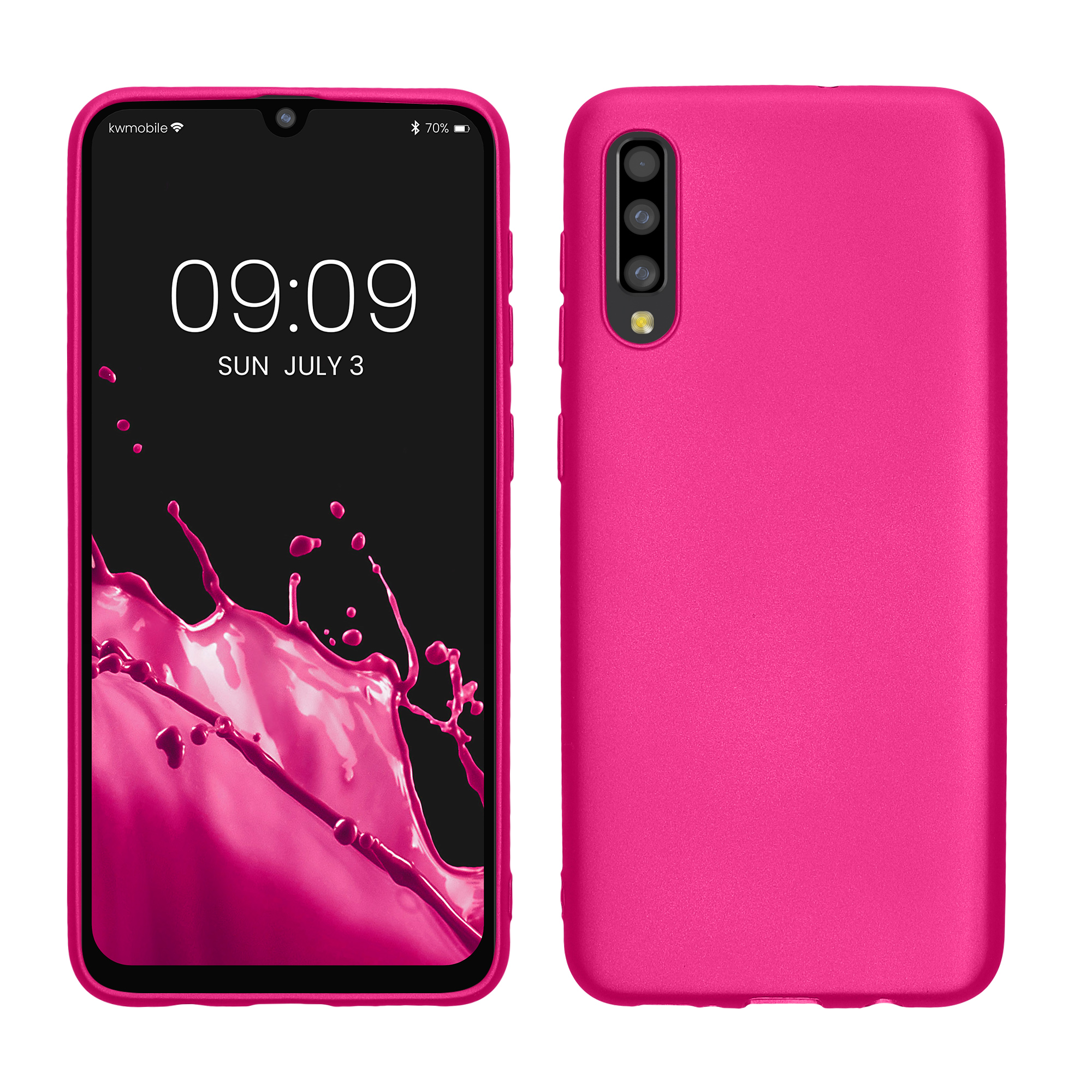 Pouzdro pro Samsung Galaxy A50 kwmobile tenké metalické silikonové - metalická růžová