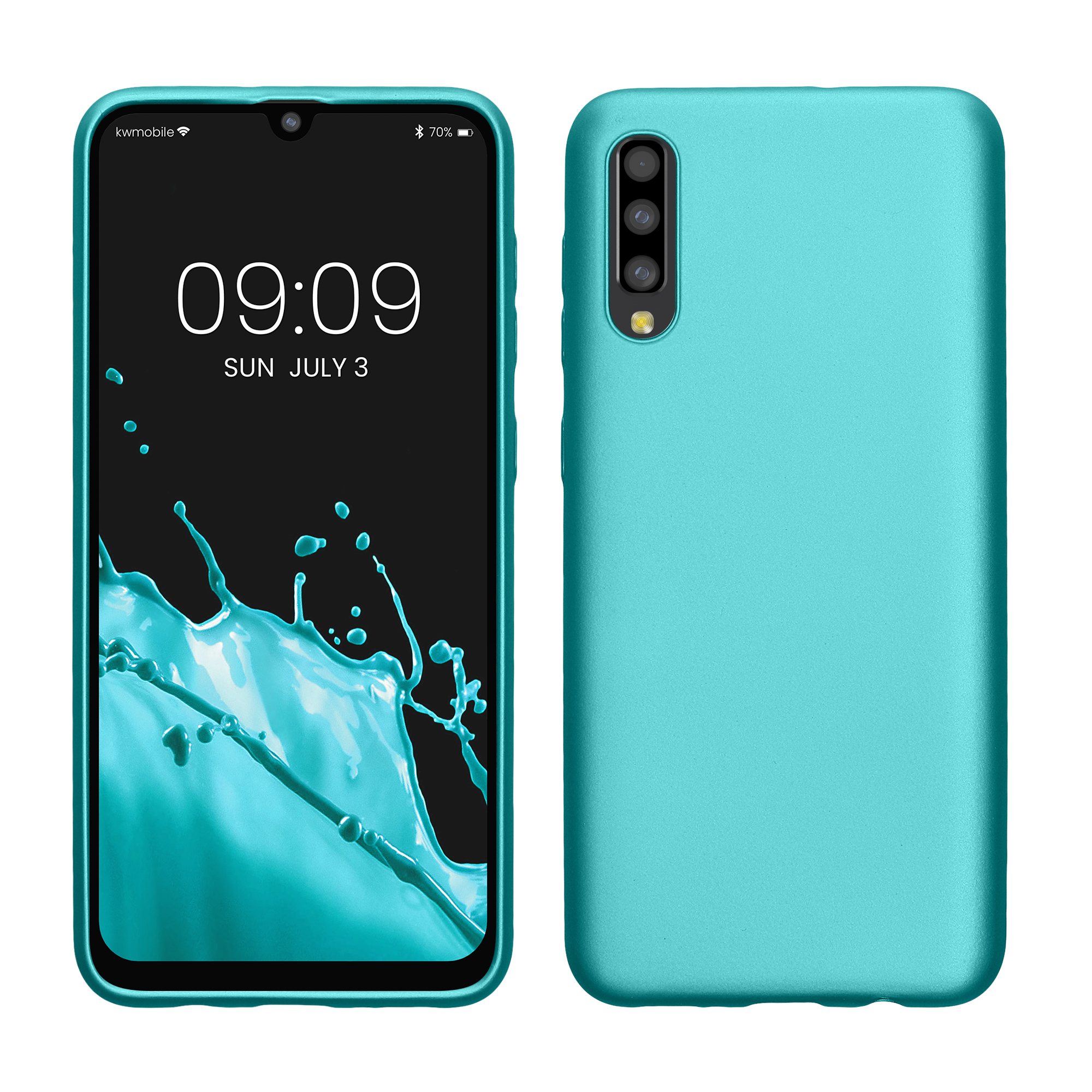 Kryt na mobil Samsung Galaxy A50 kwmobile TPU metalický Metalická mátová zelená