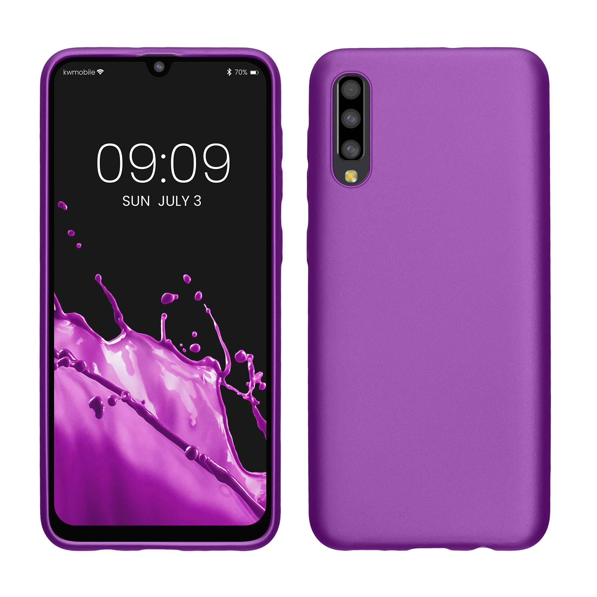 Pouzdro pro Samsung Galaxy A50 kwmobile tenké metalické silikonové - metalická fialová