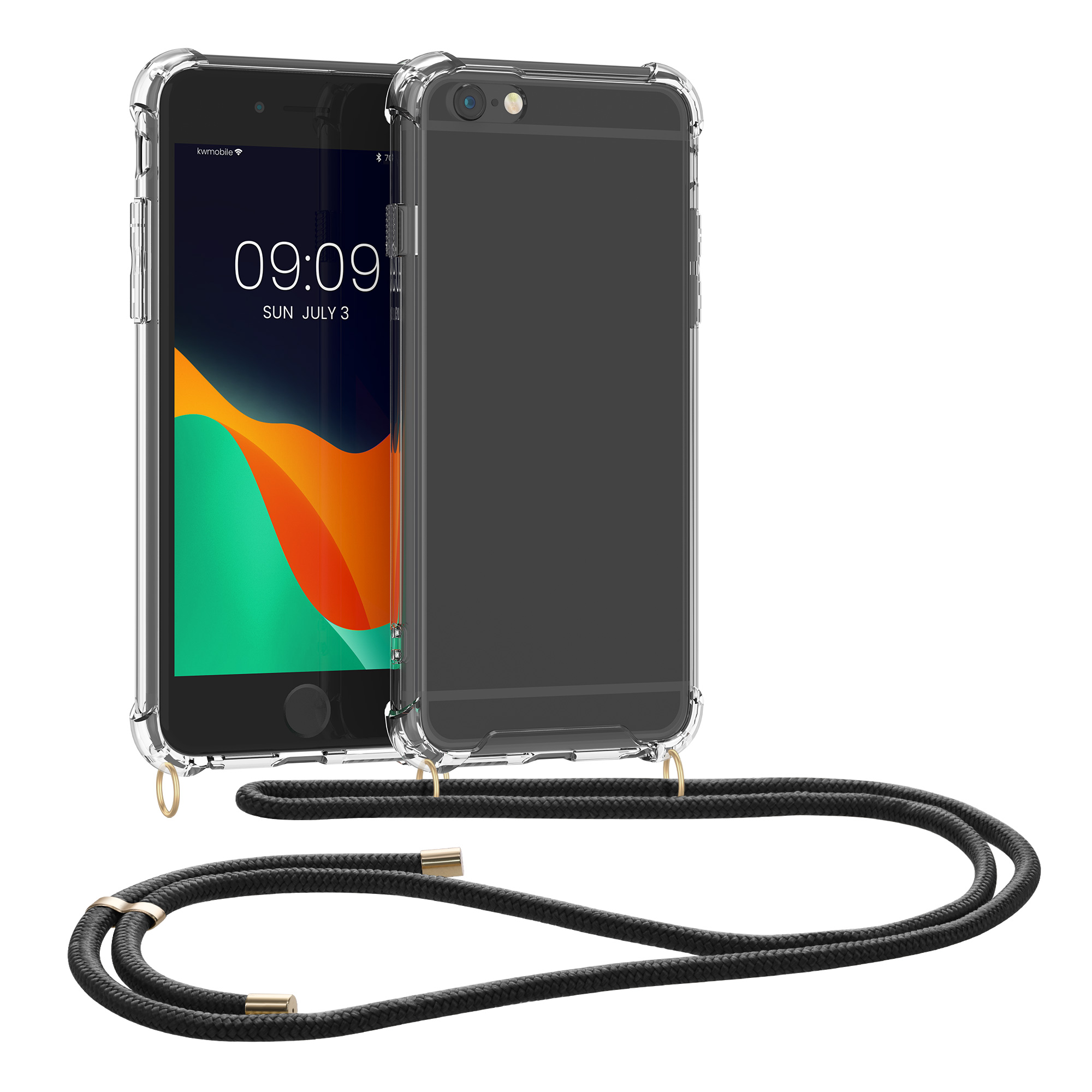 Pouzdro s popruhem (crossbody) pro Apple iPhone 6 Plus / 6S Plus kwmobile TPU - černá / transparentní