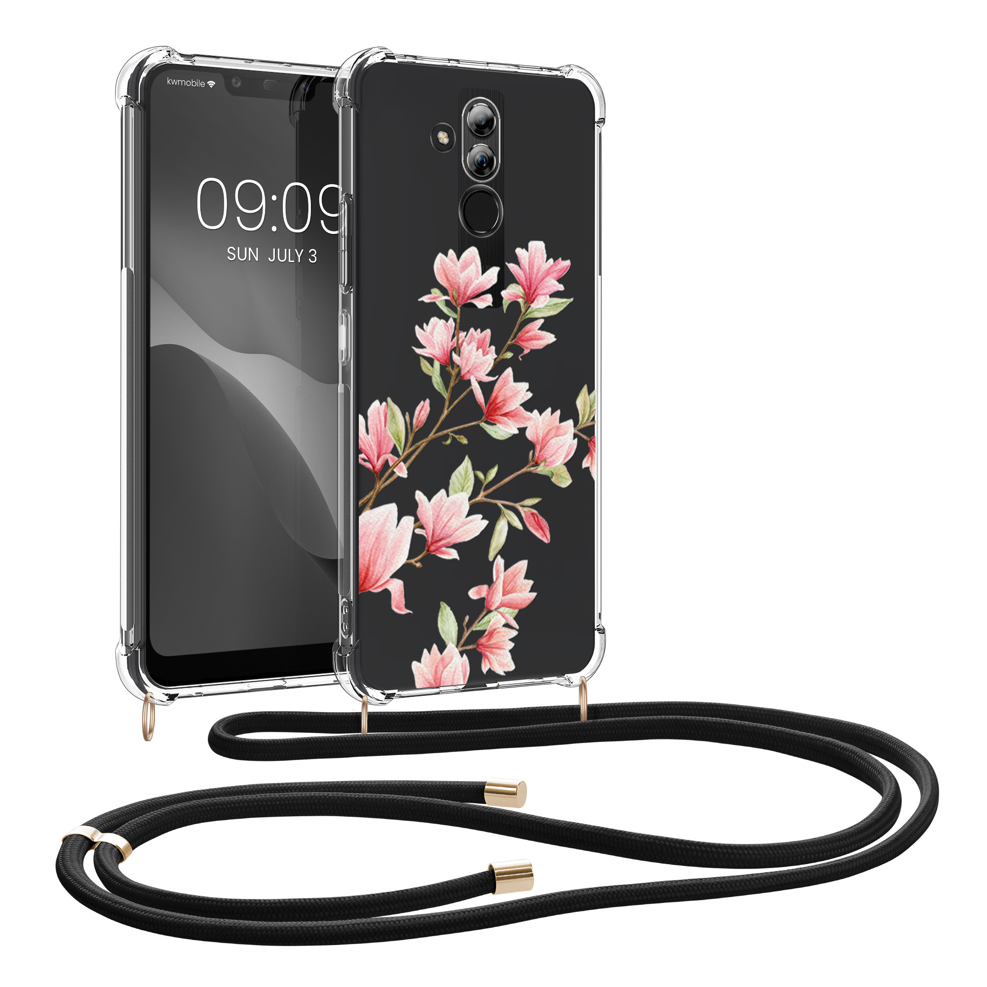 Pouzdro na tablet - Huawei Mate 20 Lite Case Strap - kwmobile - bílá/růžová/transparentní