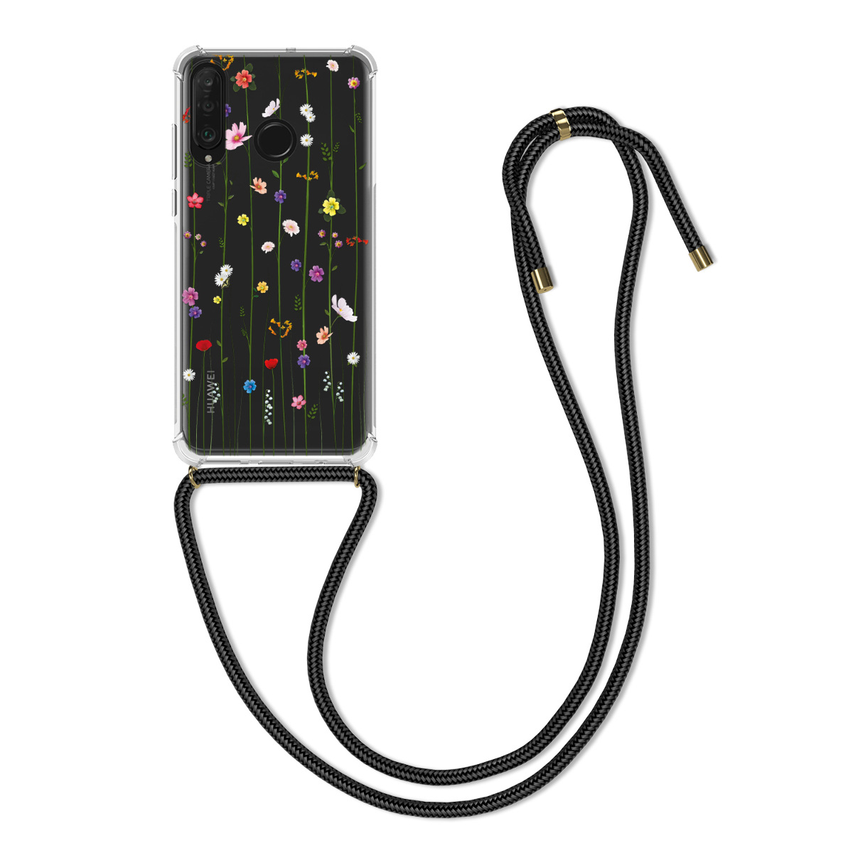 Crossbody kryt kwmobile Huawei P30 Lite, vícebarevné luční květy / transparentní