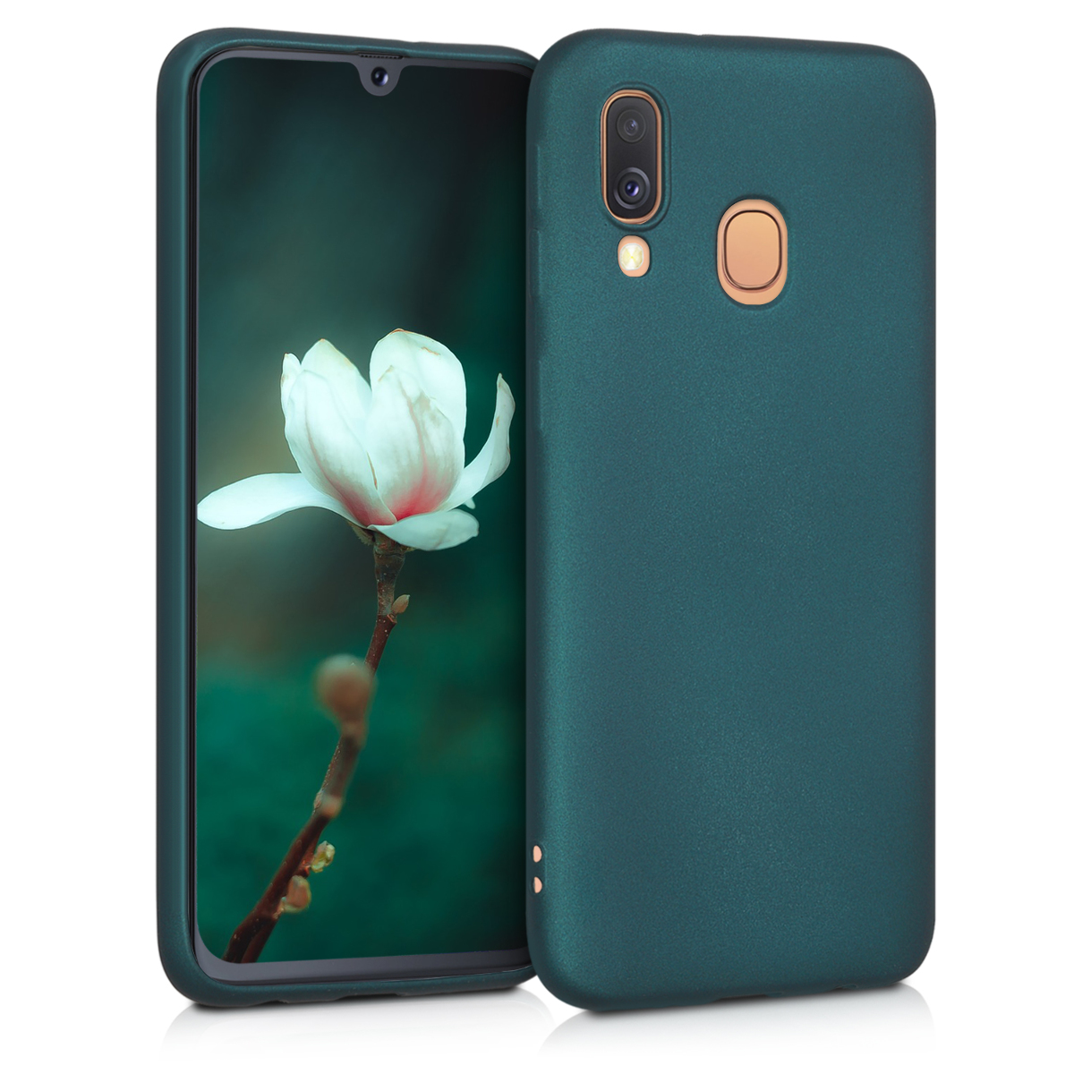 Kryt na mobil Samsung Galaxy A40 kwmobile TPU metalický Metalická petrolejová