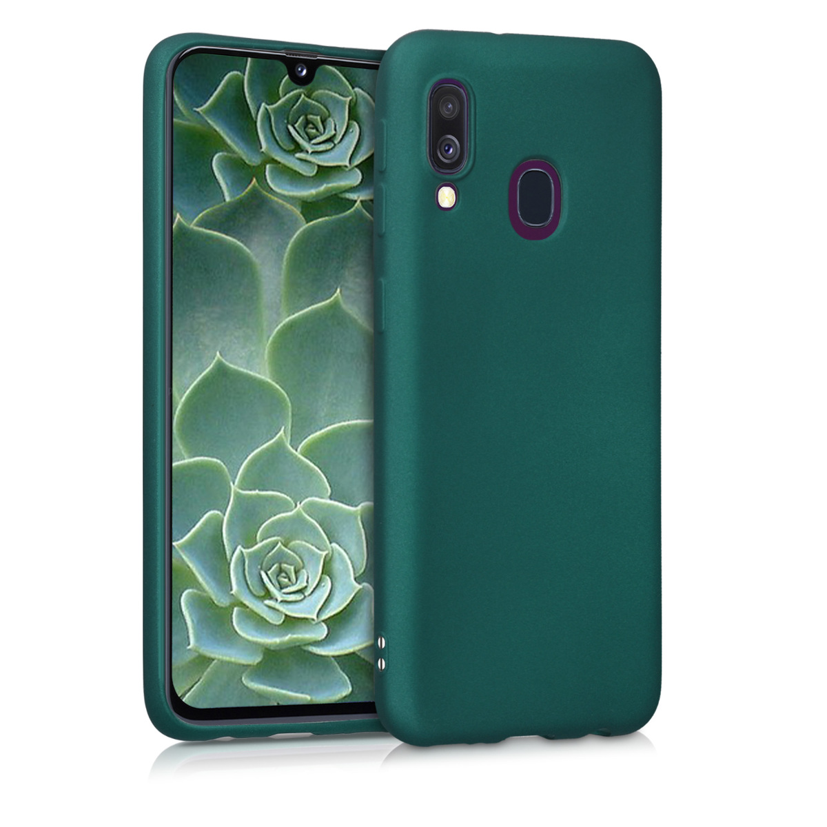Kryt na mobil Samsung Galaxy A40 kwmobile TPU metalický Tmavě metalická zelená