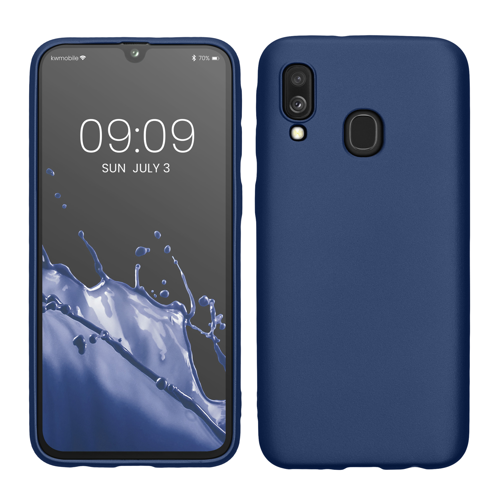 Kryt na mobil Samsung Galaxy A40 kwmobile TPU metalický Metalická modrá