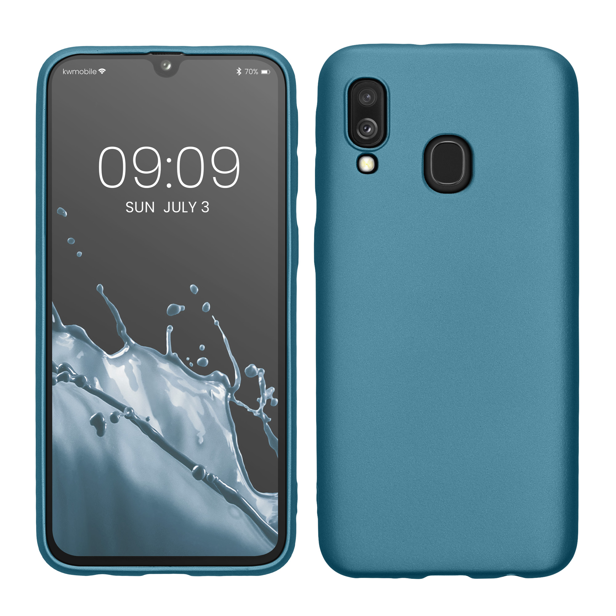 Kryt na mobil Samsung Galaxy A40 kwmobile TPU metalický Metalická karibská modrá