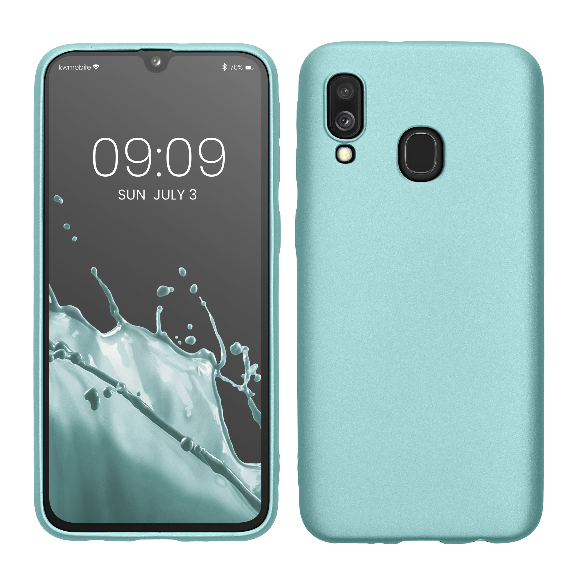 Kryt na mobil Samsung Galaxy A40 kwmobile TPU metalický Metalická mátová zelená