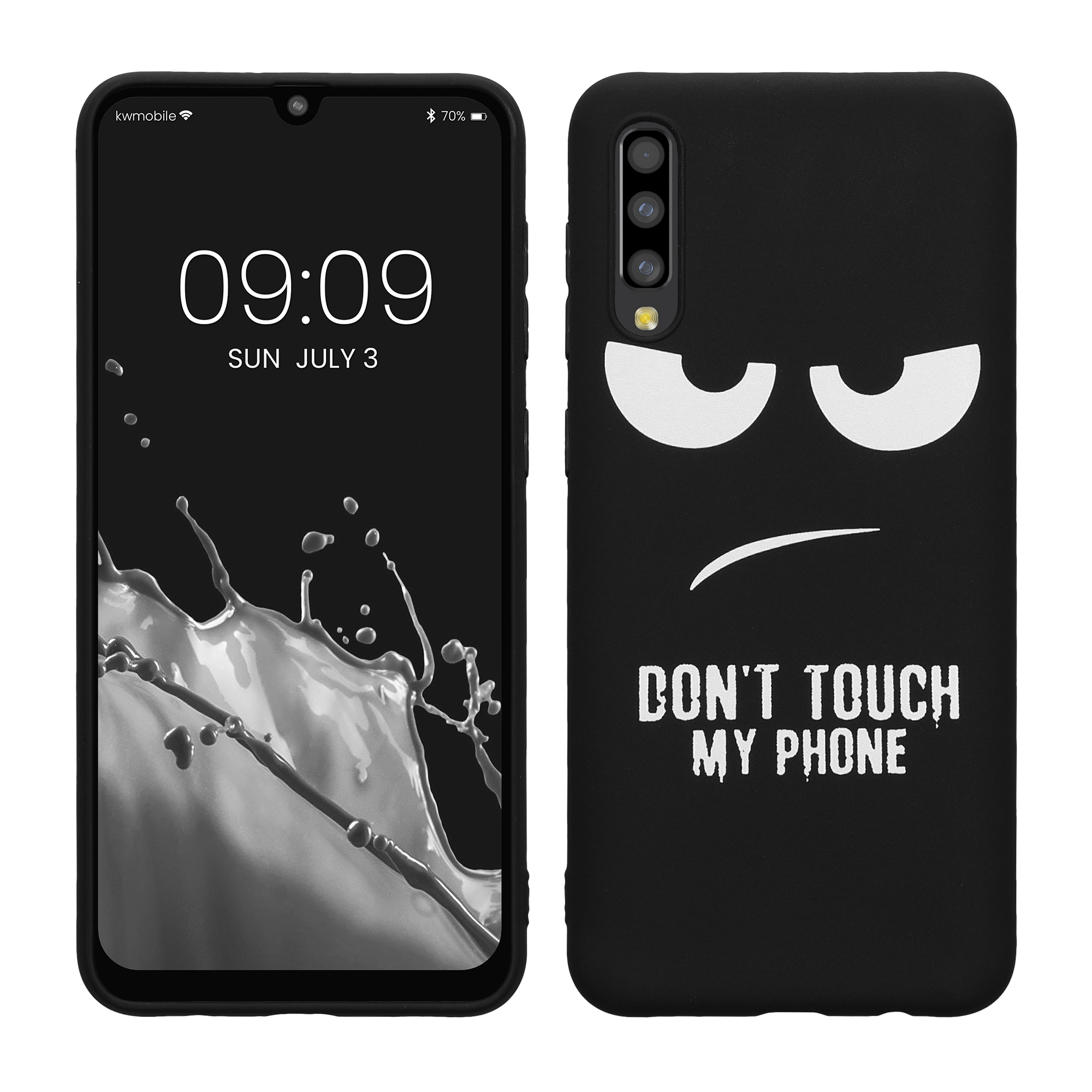 Kryt na mobil Samsung Galaxy A50 kwmobile motiv Don't Touch My Phone - Don't Touch My Phone - bílá / černá