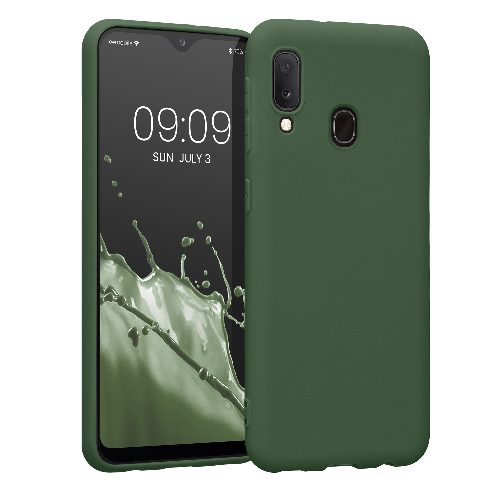 Kryt na mobil Samsung Galaxy A20e kwmobile TPU matně tmavě zelený
