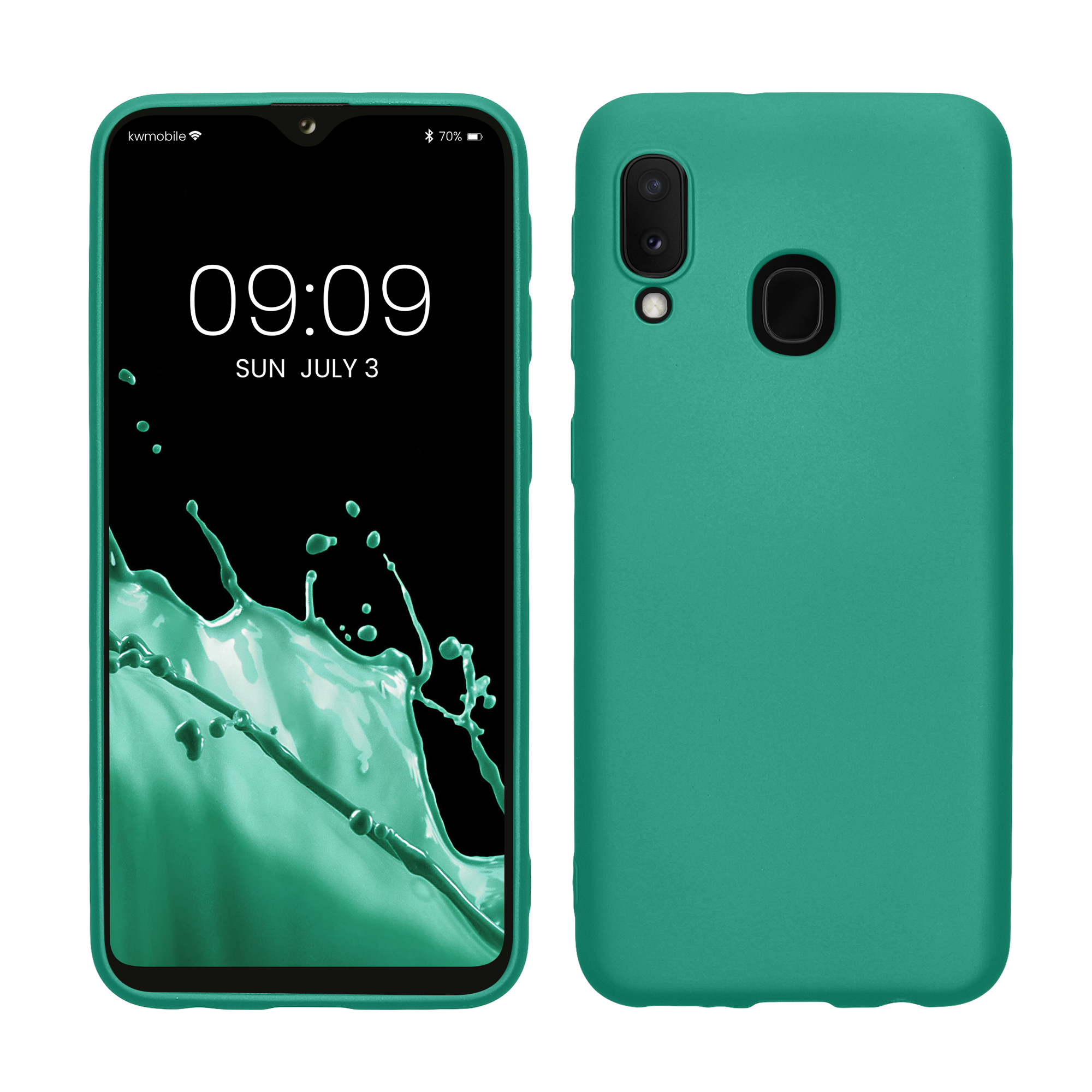 Metalický kryt na mobil Samsung Galaxy A20e kwmobile metalicky tmavě zelený
