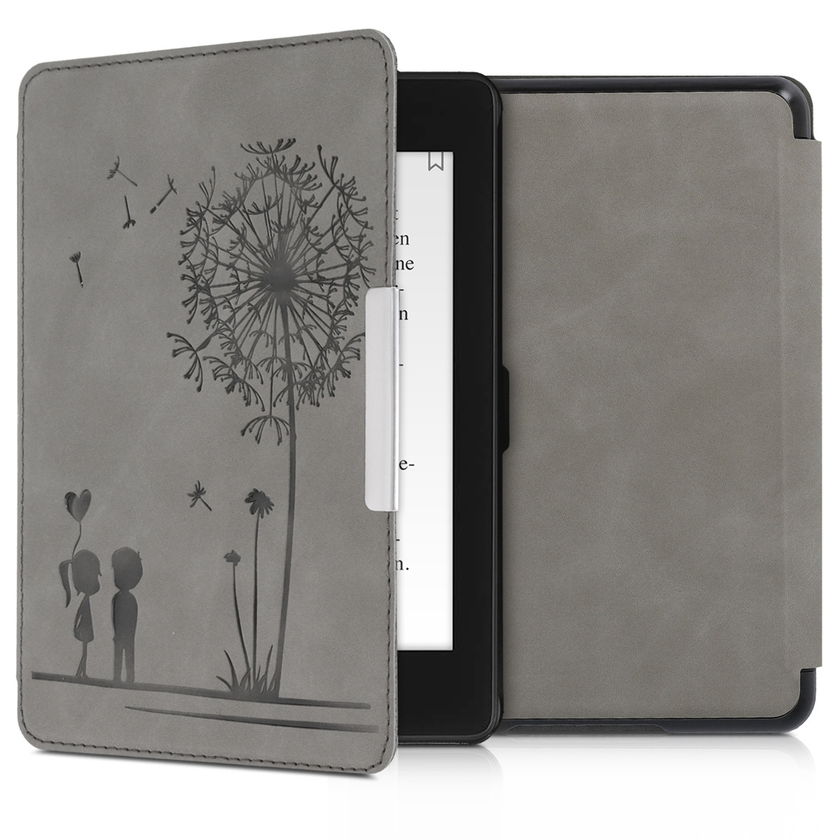 Pouzdro na čtečku kwmobile pro Amazon Kindle Paperwhite (10. Gen - 2018) - motiv pampeliška šedá