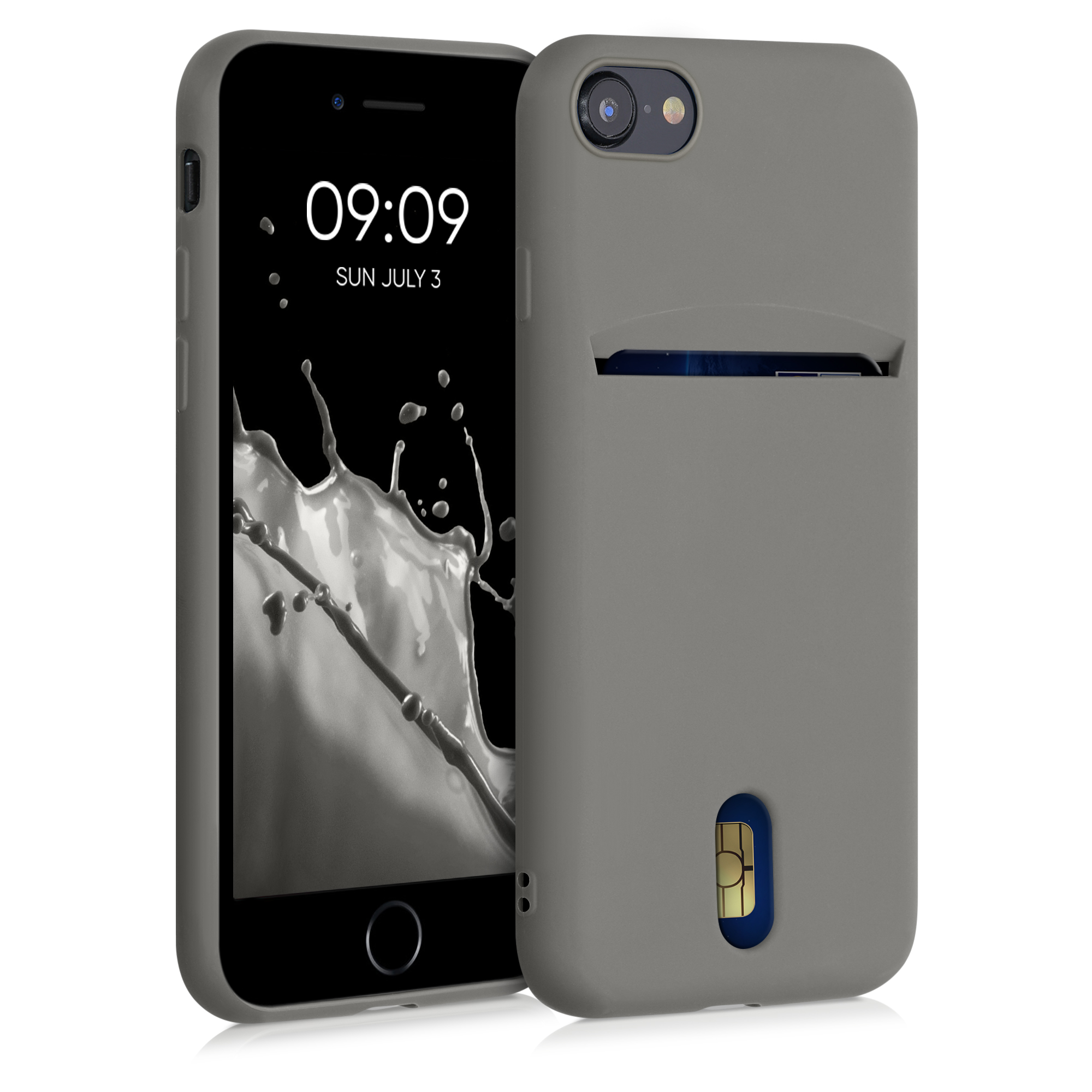 Kryt s držákem karty kwmobile pro iPhone SE 2022/2020/8/7 - kamenný prach