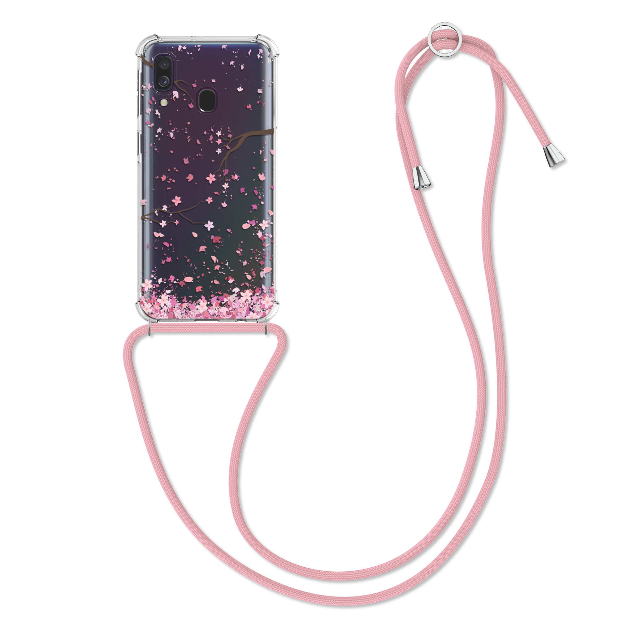 Crossbody kryt na mobil Samsung Galaxy A40 kwmobile se šňůrkou Cherry Blossoms