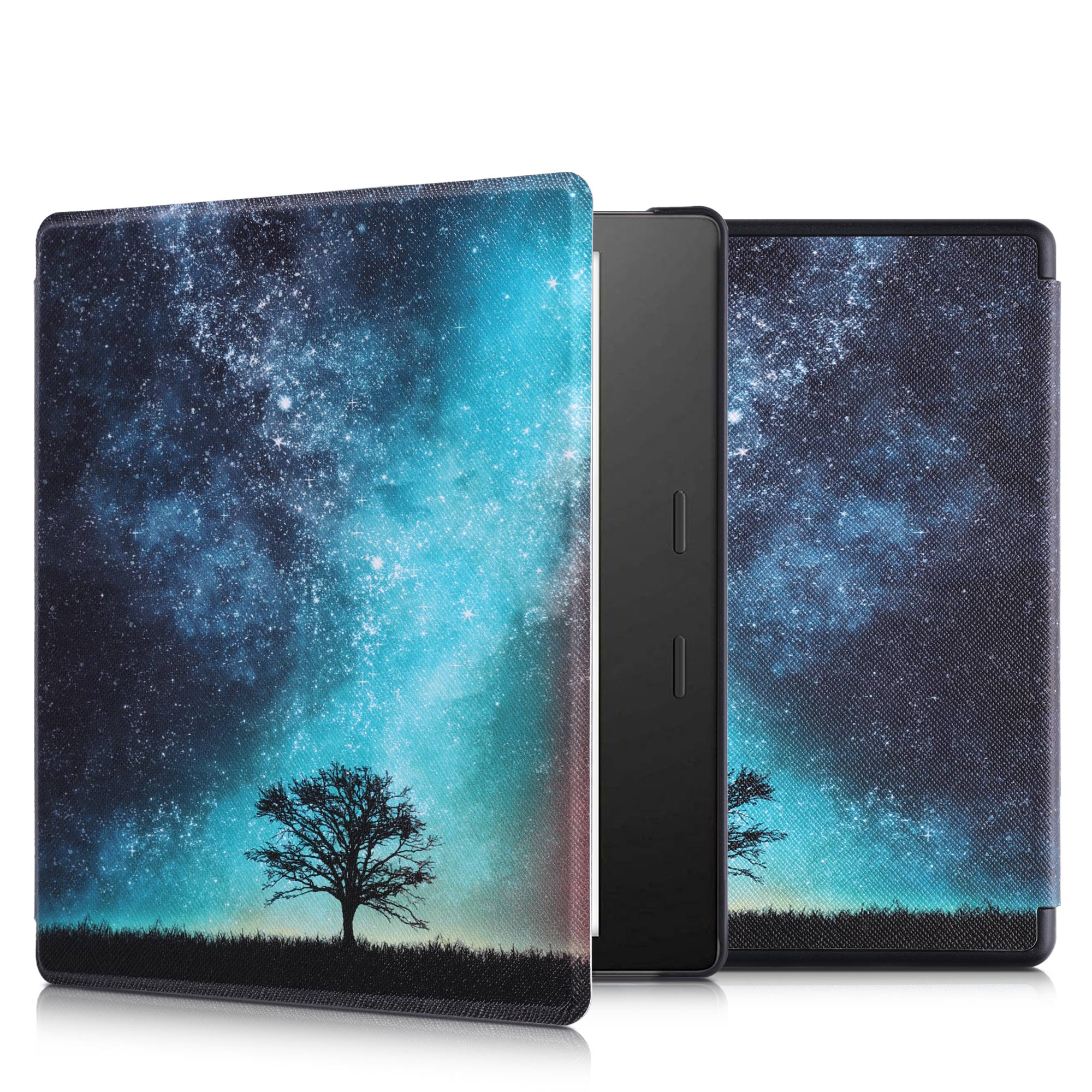 Pouzdro na čtečku kwmobile pro Amazon Kindle Oasis 10. Generation - motiv Cosmic Nature modrá / šedá / černá
