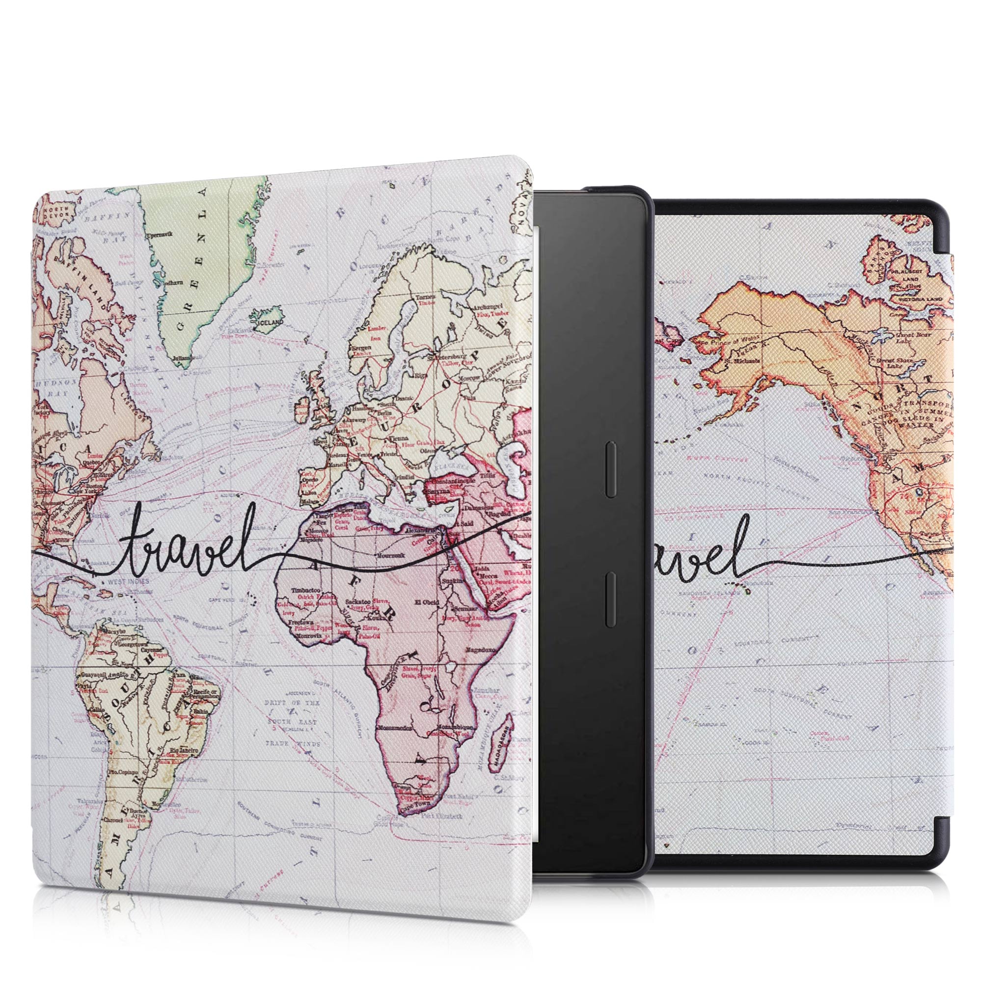 Pouzdro na čtečku kwmobile pro Amazon Kindle Oasis 10. Generation - motiv Travel černá / vícebarevná