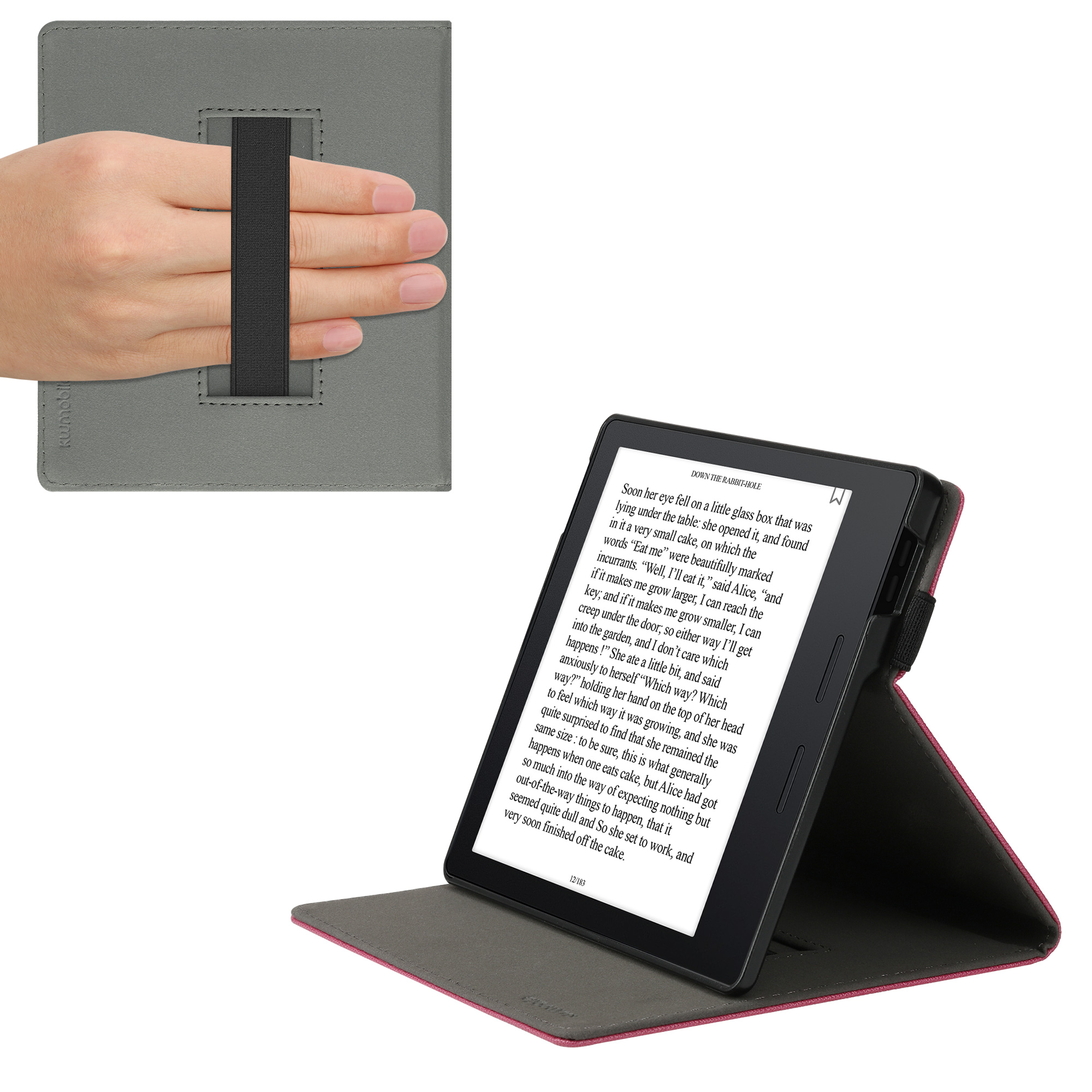 Pouzdro na čtečku kwmobile pro Amazon Kindle Oasis 10. Generation - motiv srdce tmavě červená