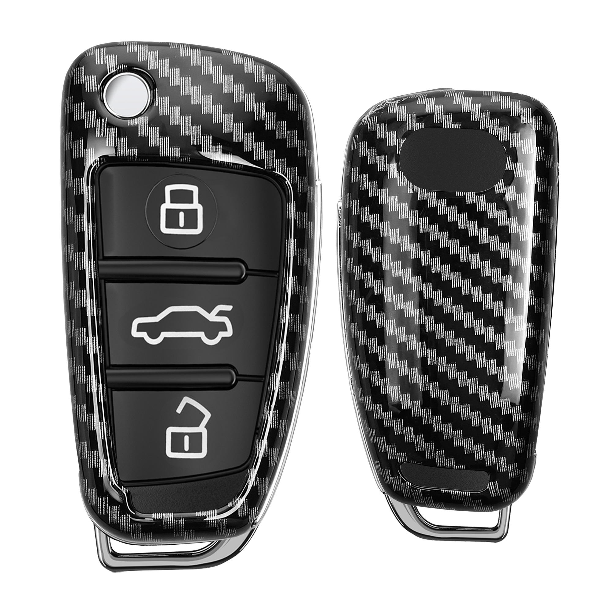 Obal na autoklíč Audi s výklopným klíčem a 3 tlačítky kwmobile - černá