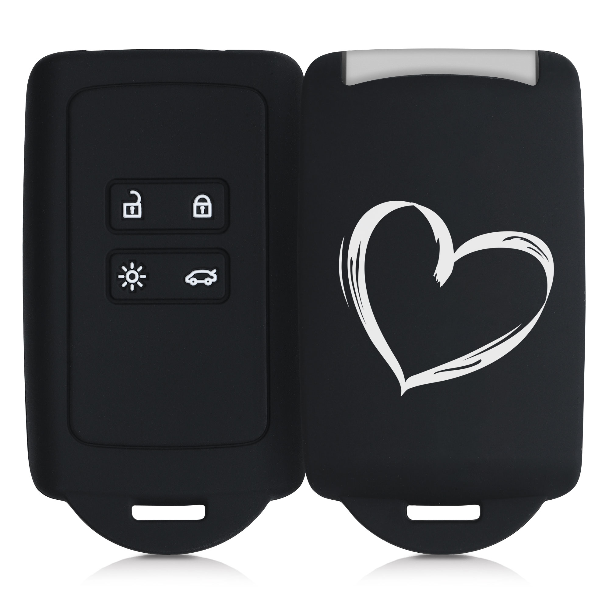 kwmobile pouzdro na klíč Renault 4 - Brushed Heart bílá / černá