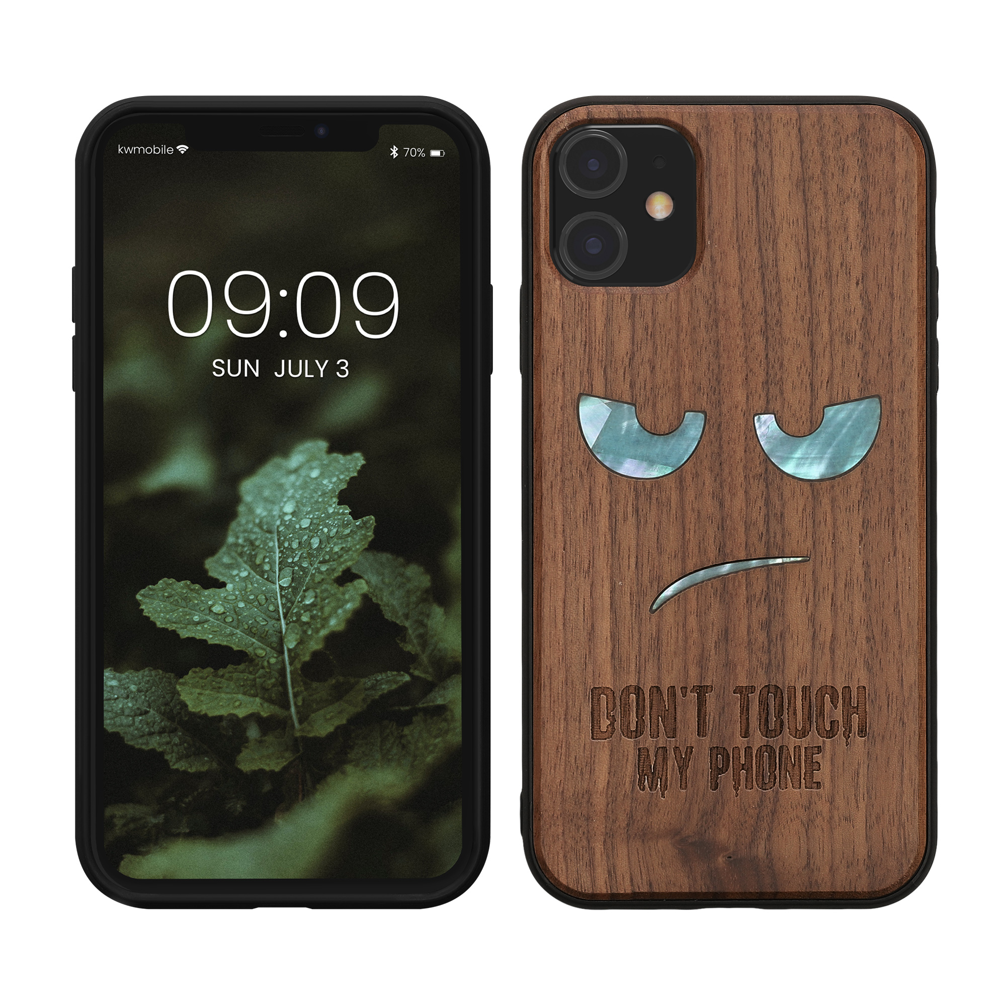 Dřevěné pouzdro pro Apple iPhone 11 kwmobile - tvrdý obal v tmavě hnědé barvě
