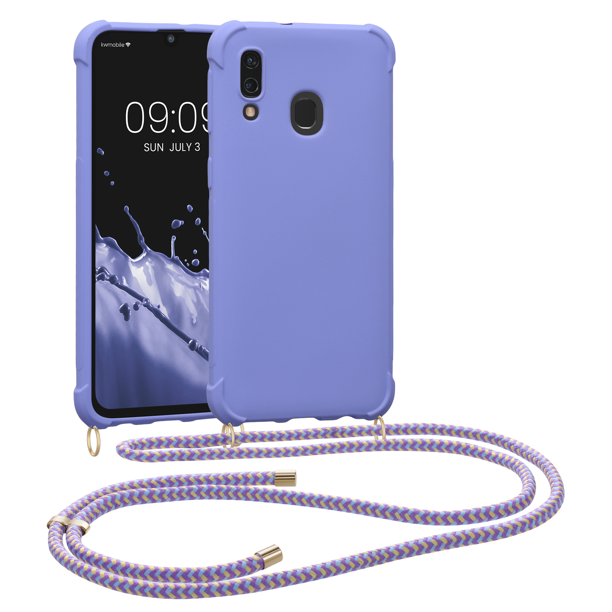 Crossbody kryt na mobil Samsung Galaxy A40 kwmobile se šňůrkou Levandulová