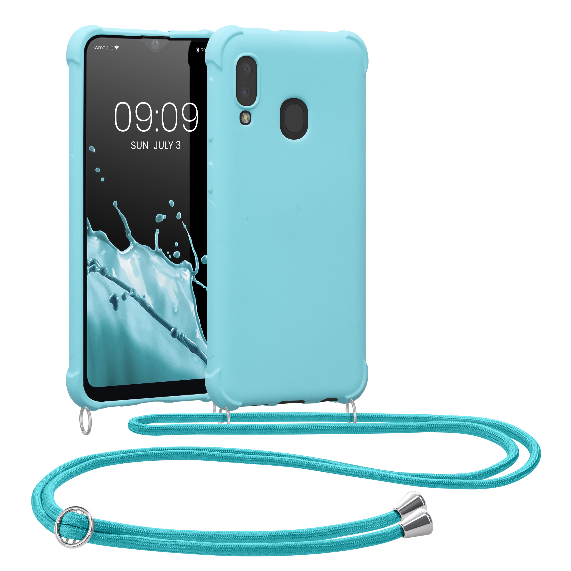 Crossbody kryt na mobil Samsung Galaxy A20e kwmobile světle modrý