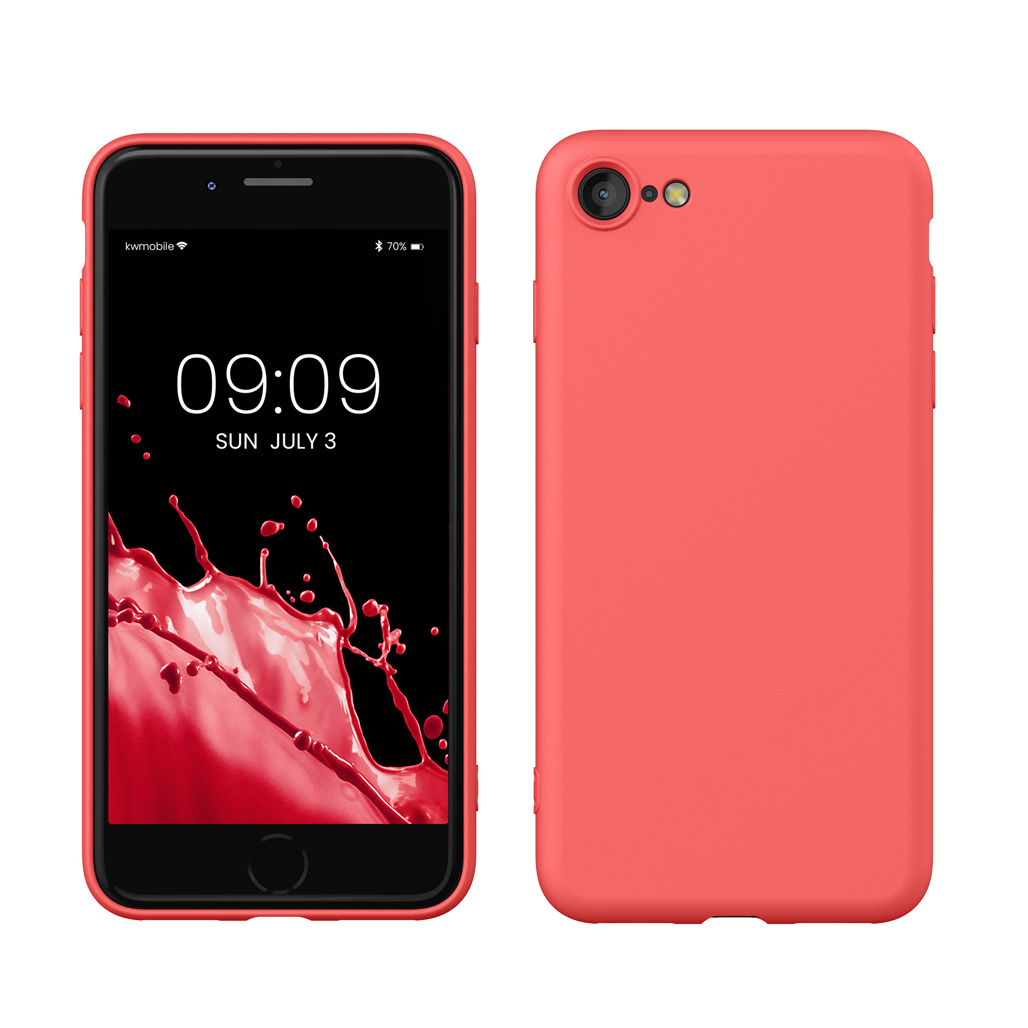 Silikonový TPU kryt kwmobile pro iPhone SE 2022/2020/8/7 - výrazně korálová