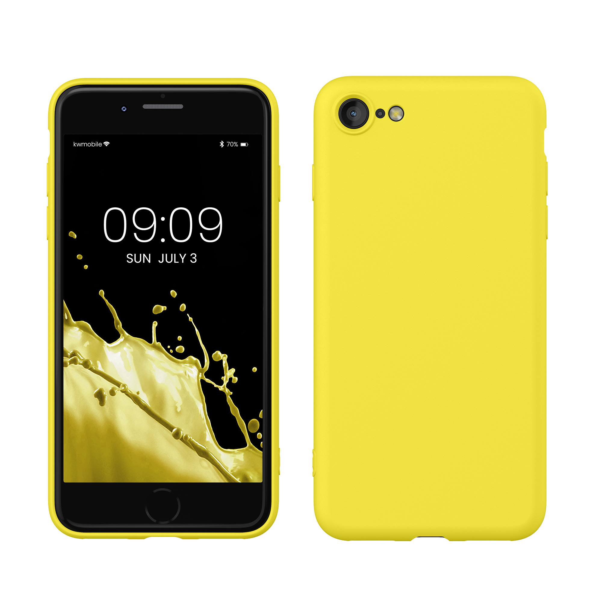 Pouzdro pro Apple iPhone SE (2022) / iPhone SE (2020) / iPhone 8 / iPhone 7 kwmobile tenké ochranné silikonové - zářivě žlutá