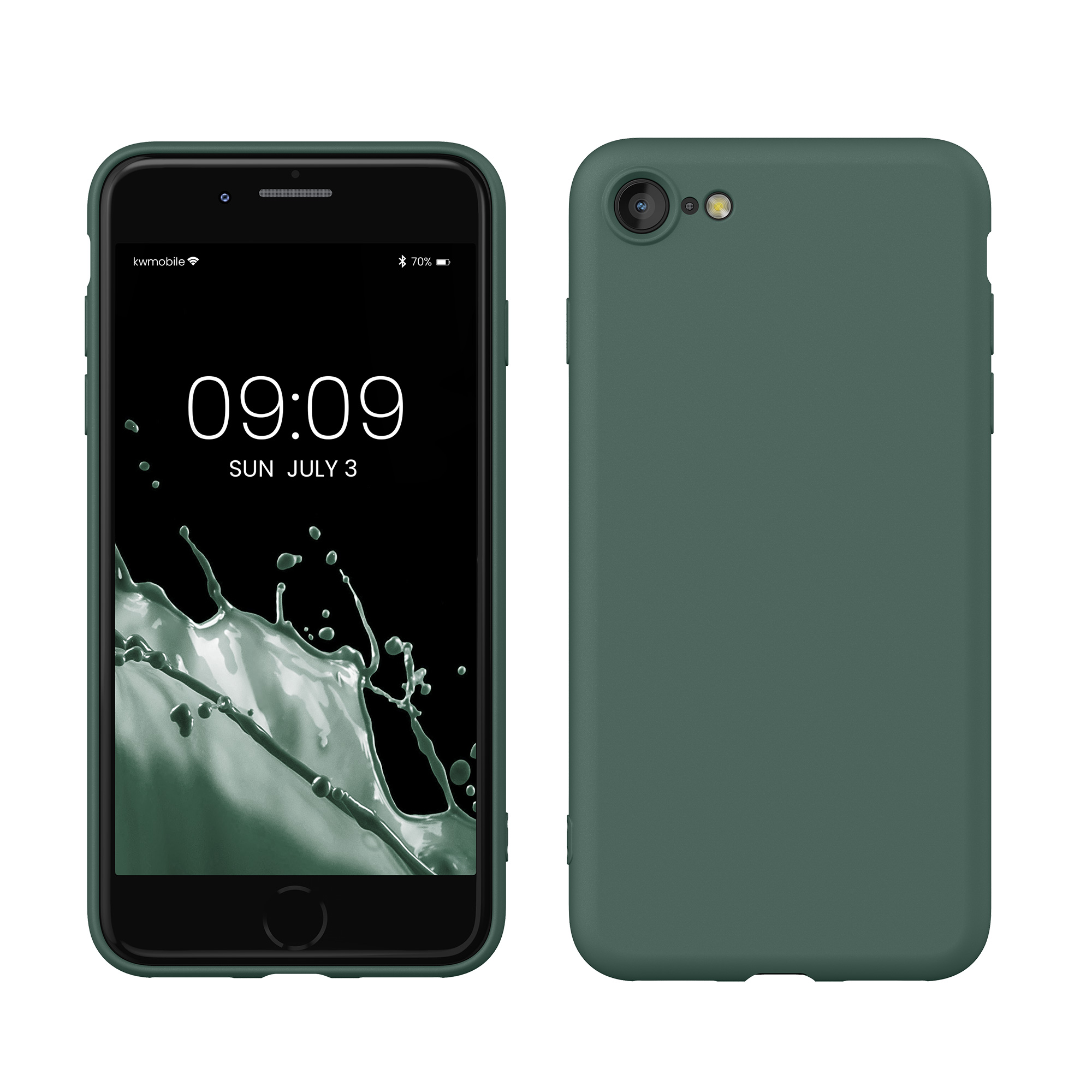 Silikonový TPU kryt kwmobile pro iPhone SE 2022/2020/8/7 - lesní zelená